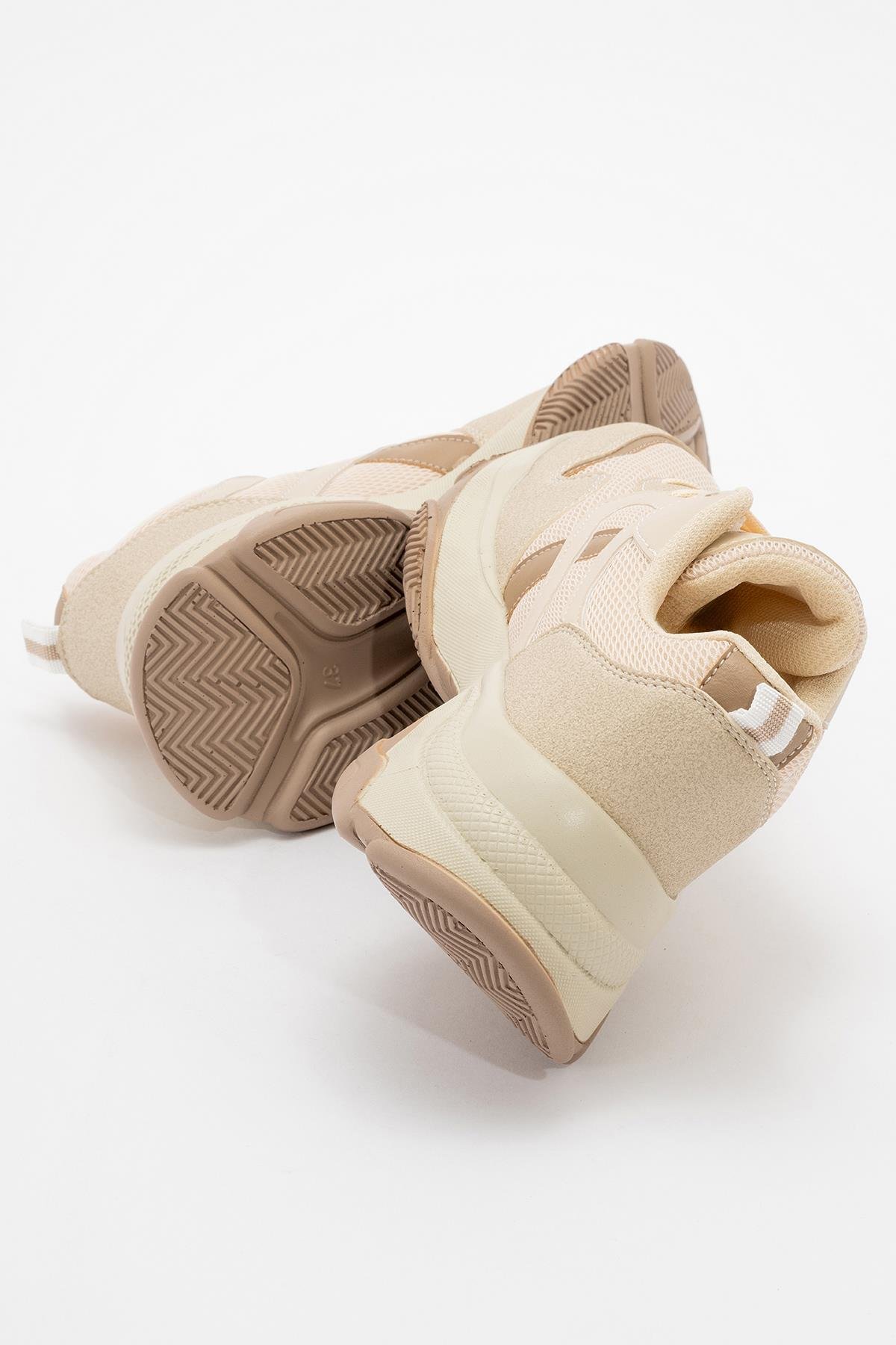 Bağcıklı Kadın Spor Ayakkabı EKRU KAHVE - Görsel 5