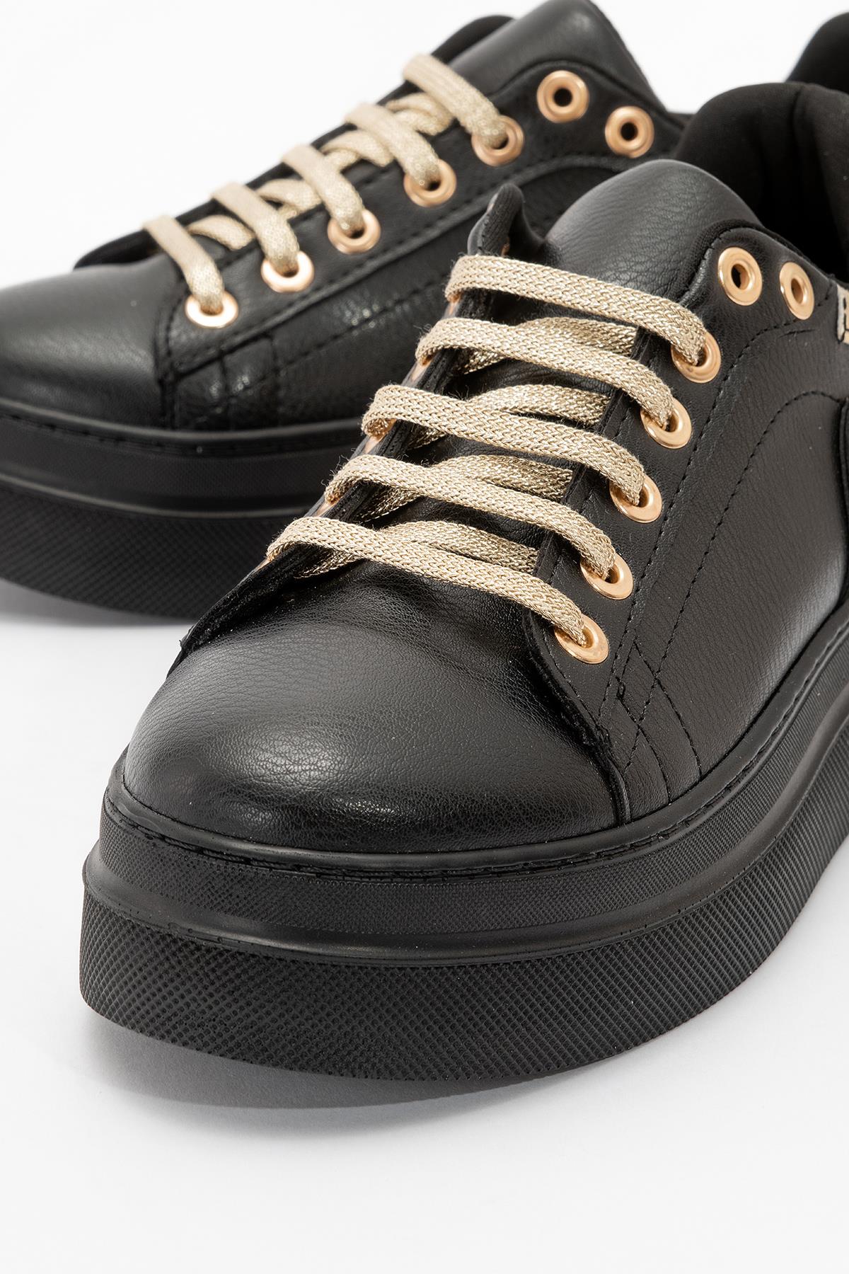 Kaydırmaz Kadın Spor Ayakabı SİYAH ALTIN - Görsel 4