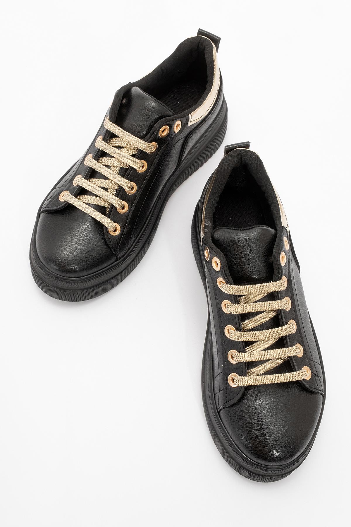 Kaydırmaz Kadın Spor Ayakabı SİYAH ALTIN - Görsel 5