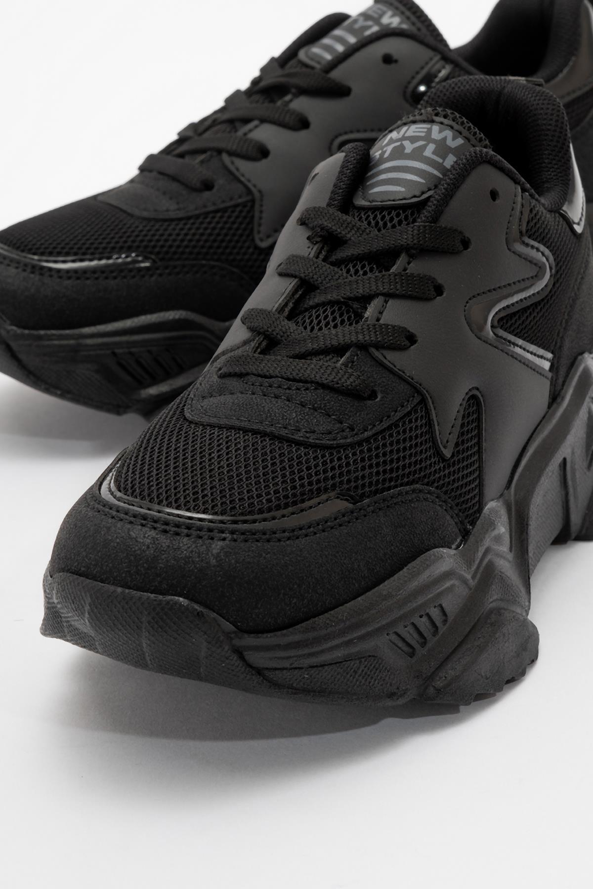 Bağcıklı Kadın Spor Ayakkabı SİYAH SİYAH - Görsel 4