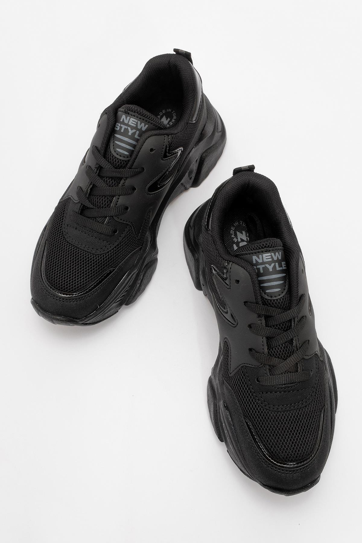 Bağcıklı Kadın Spor Ayakkabı SİYAH SİYAH - Görsel 6