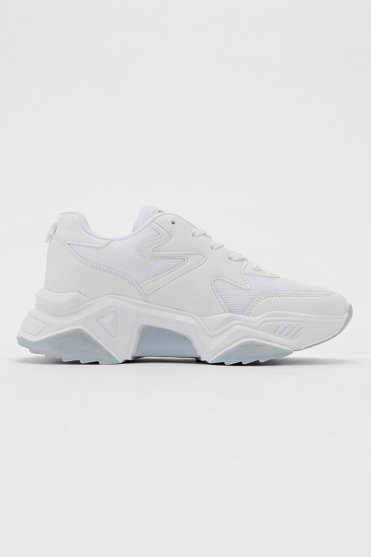 Bağcıklı Kadın Spor Ayakkabı BEYAZ BEYAZ - Görsel 3