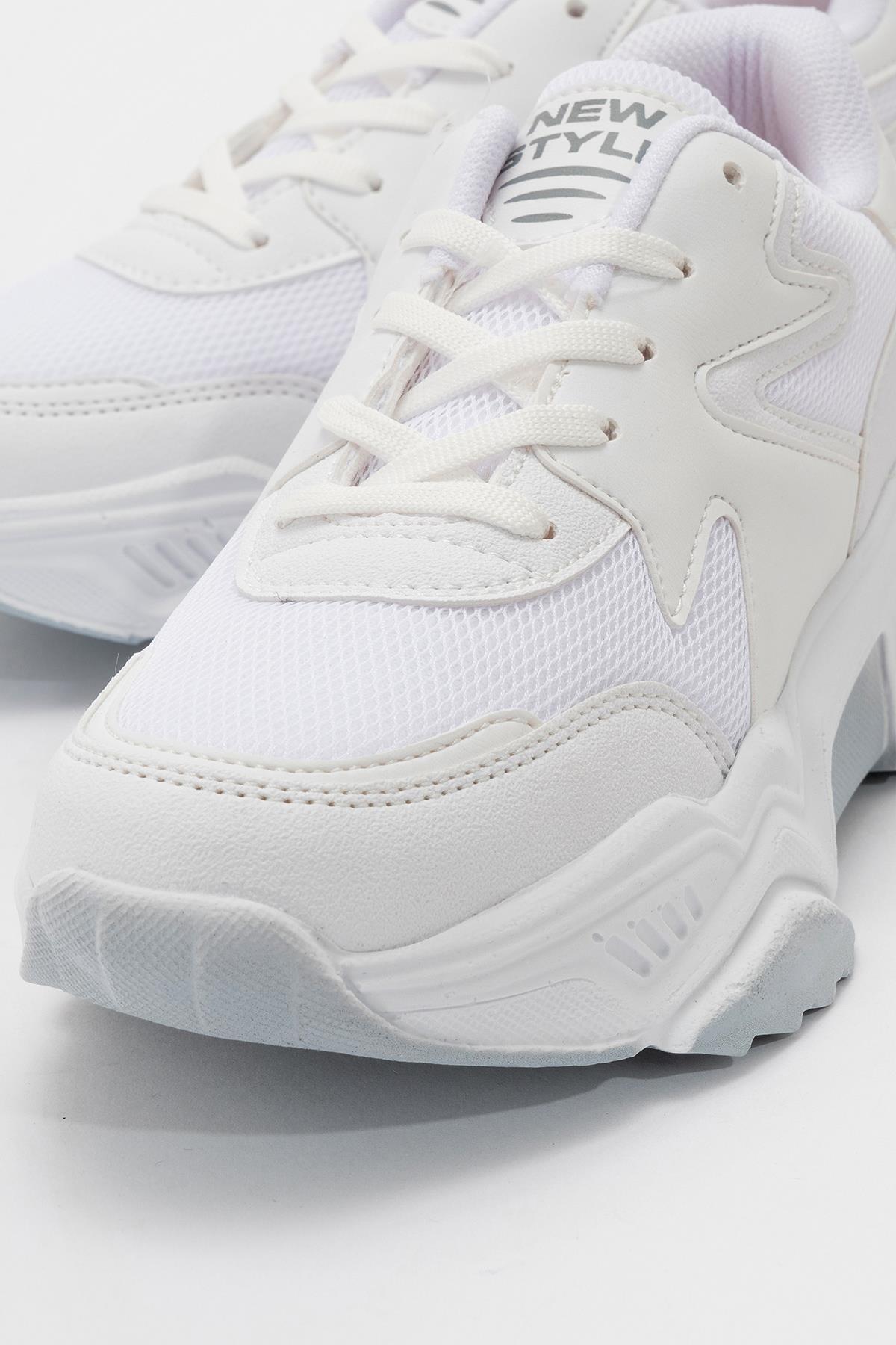 Bağcıklı Kadın Spor Ayakkabı BEYAZ BEYAZ - Görsel 4