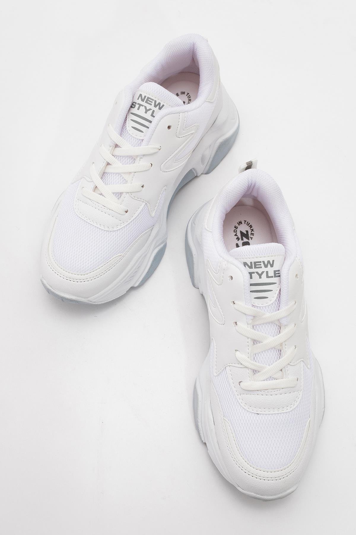Bağcıklı Kadın Spor Ayakkabı BEYAZ BEYAZ - Görsel 6