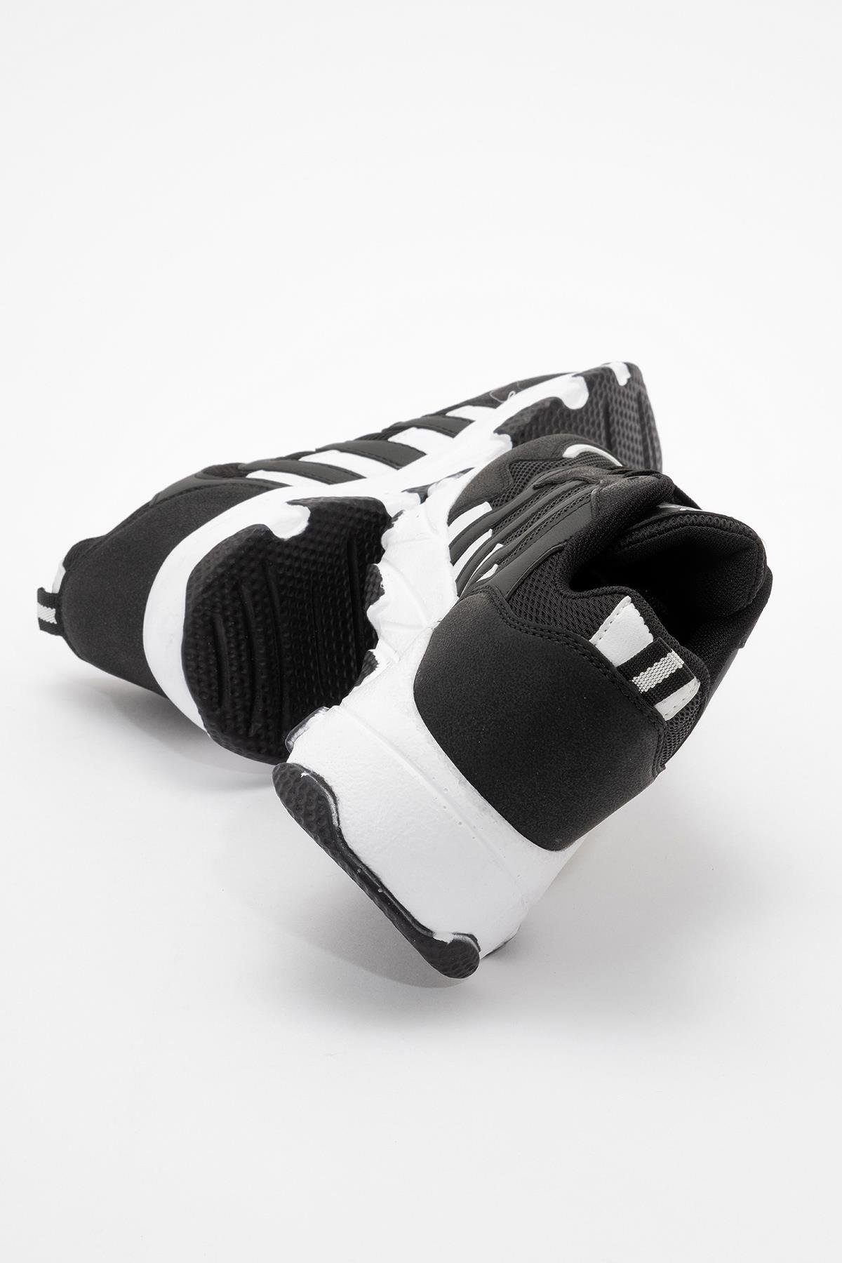 Bağcıklı Kadın Spor Ayakkabı SİYAH BEYAZ - Görsel 5