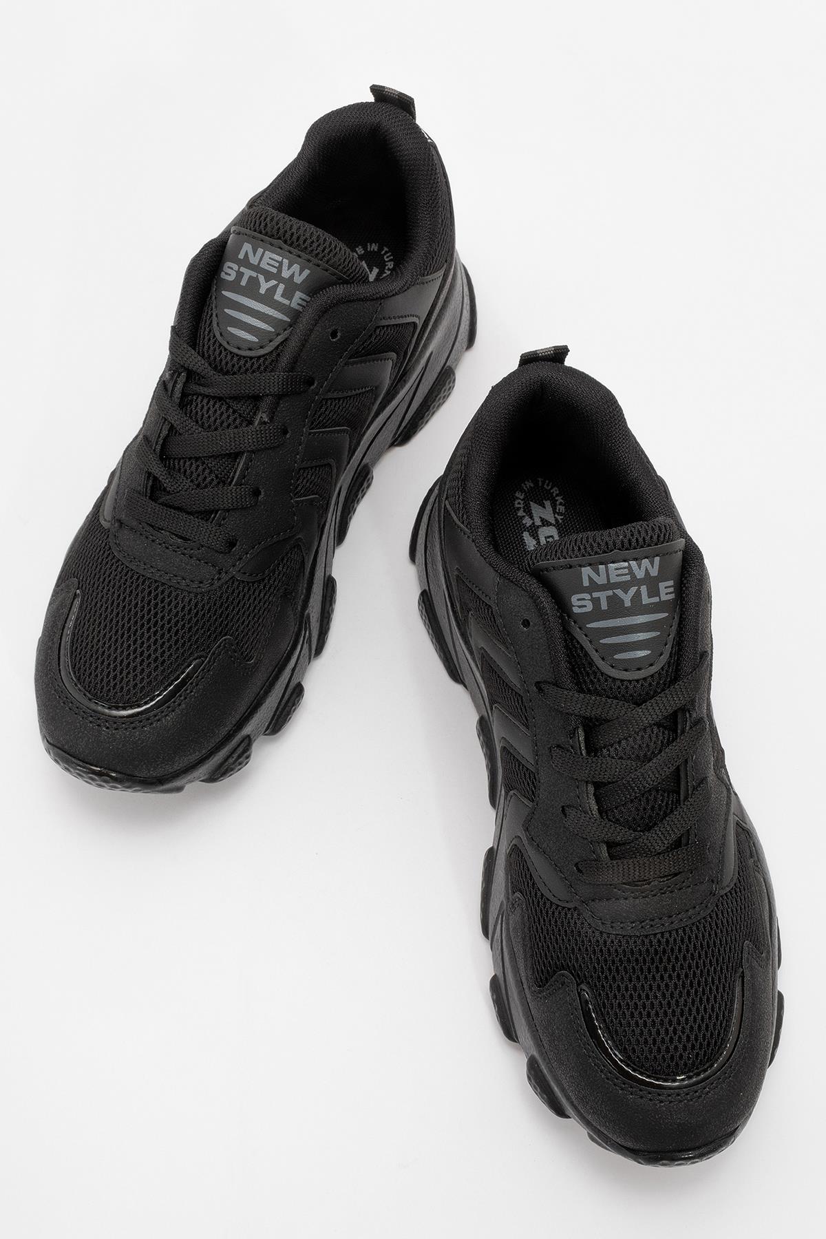 Bağcıklı Kadın Spor Ayakkabı SİYAH SİYAH - Görsel 6