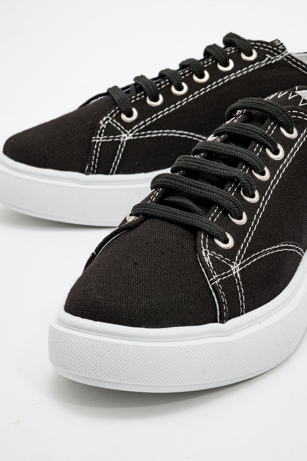 Keten Kadın Spor Ayakkabı SİYAH BEYAZ - Görsel 4