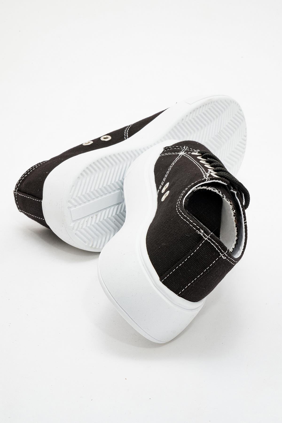 Keten Kadın Spor Ayakkabı SİYAH BEYAZ - Görsel 5