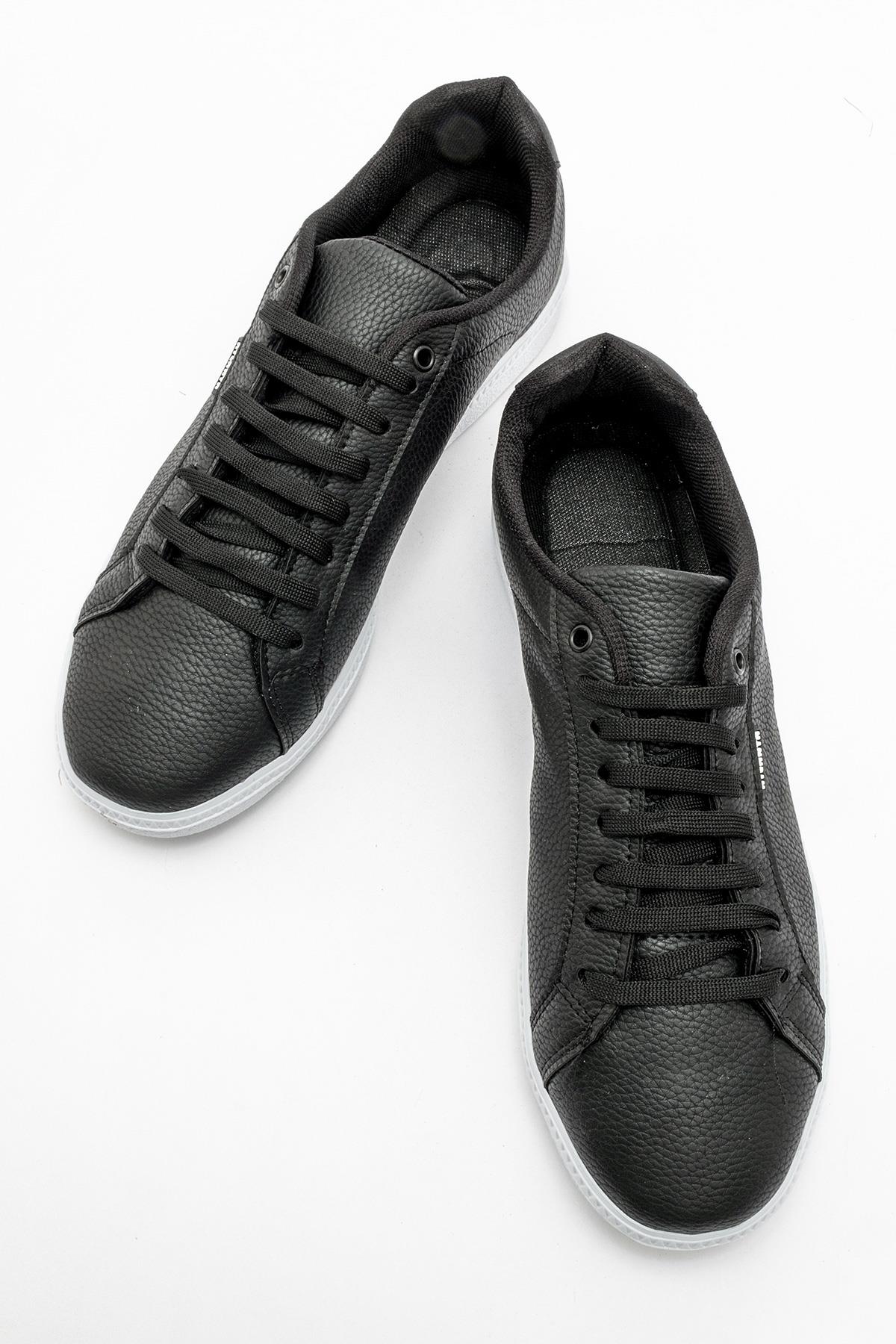 Bağcıklı Erkek Spor Ayakkabı SİYAH BEYAZ - Görsel 6