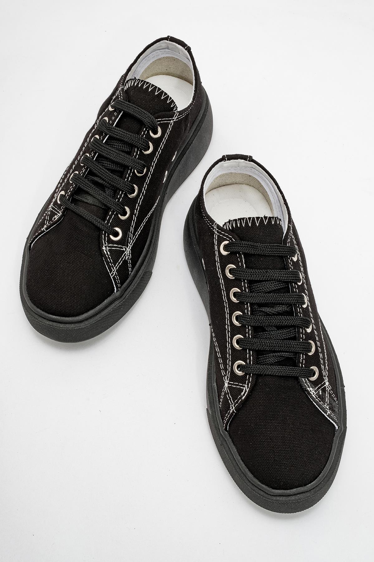 Keten Kadın Spor Ayakkabı SİYAH SİYAH - Görsel 6