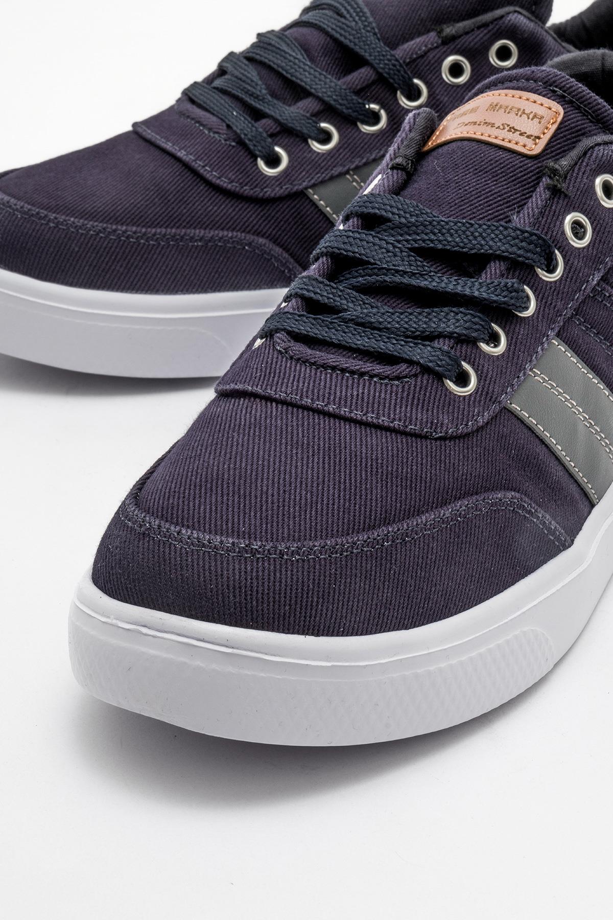 Erkek Bağcıklı Kot Spor Ayakkabı LACİVERT - Görsel 4
