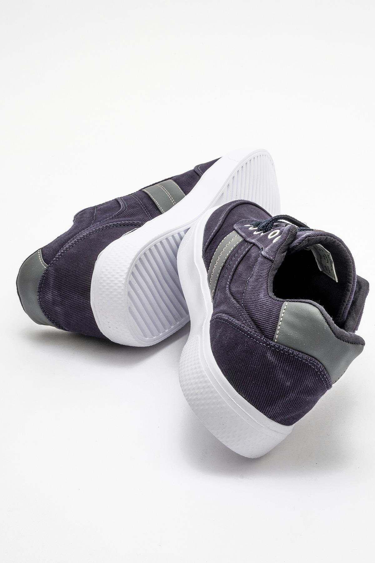 Erkek Bağcıklı Kot Spor Ayakkabı LACİVERT - Görsel 5