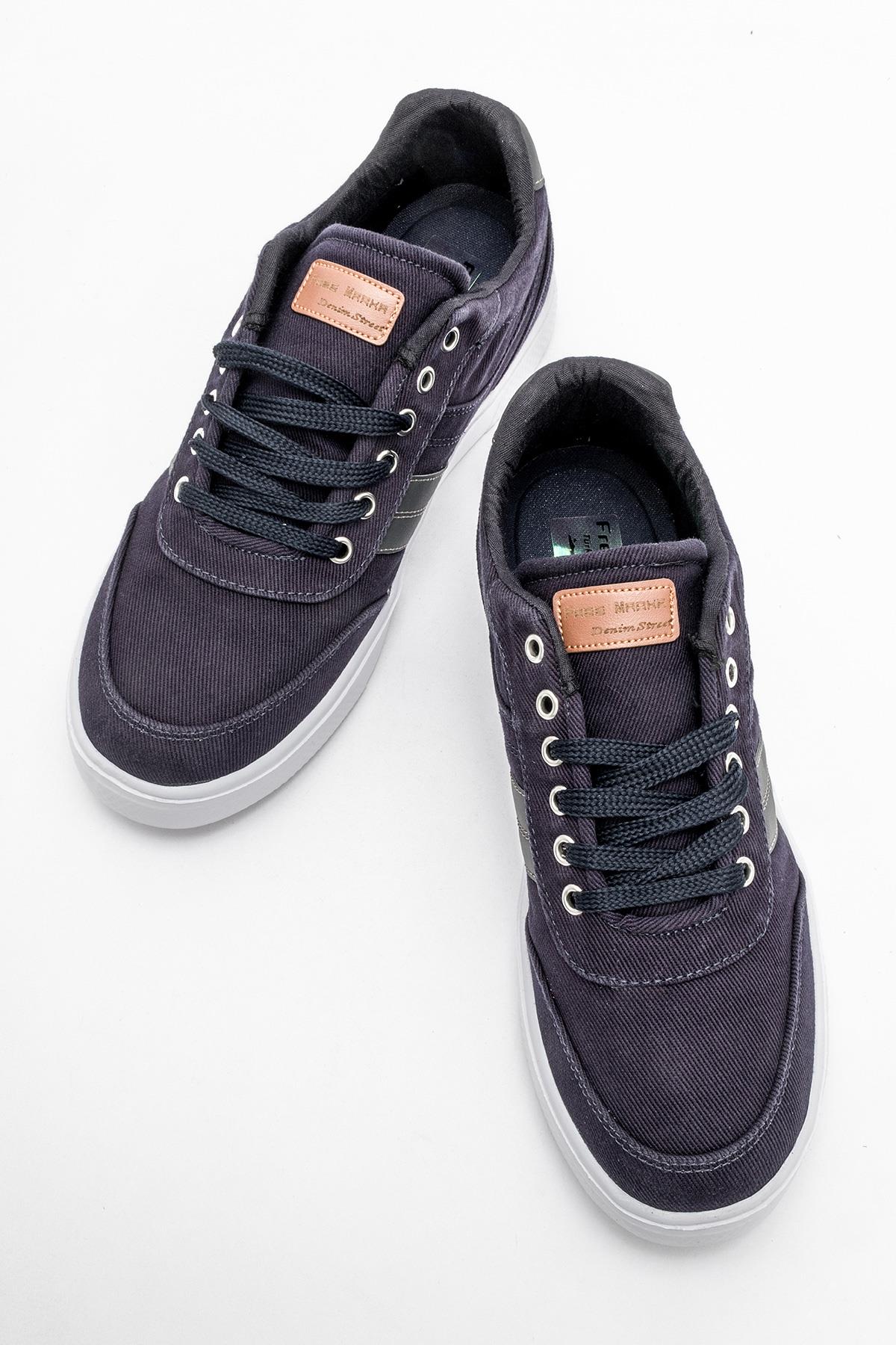 Erkek Bağcıklı Kot Spor Ayakkabı LACİVERT - Görsel 6