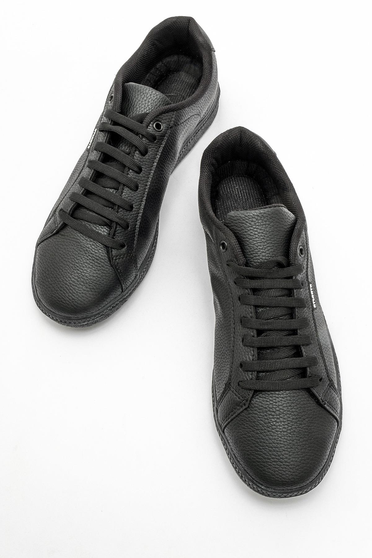 Bağcıklı Erkek Spor Ayakkabı SİYAH SİYAH - Görsel 6