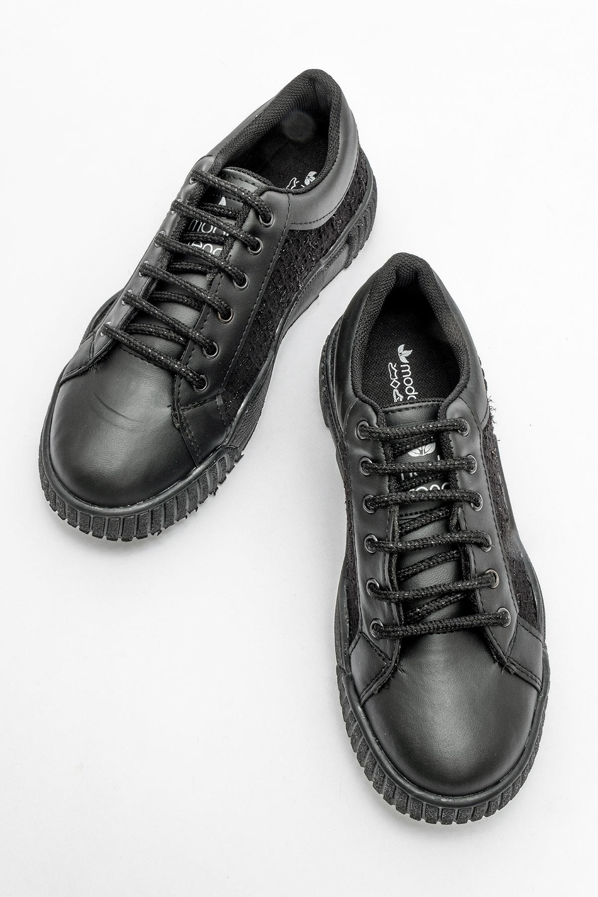 Kadın Keten Spor Ayakkabı SİYAH - Görsel 6