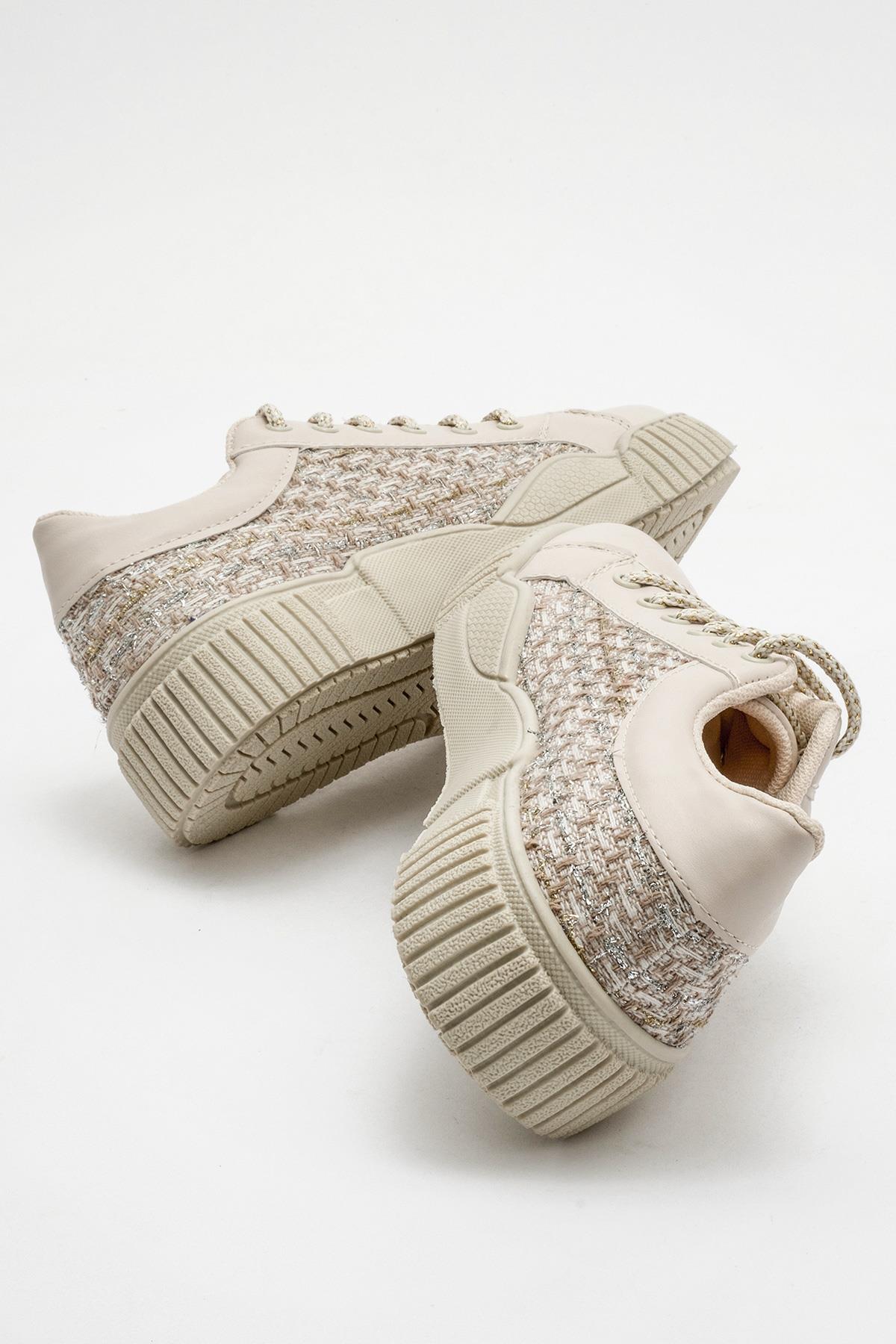 Kadın Keten Spor Ayakkabı BEJ - Görsel 5