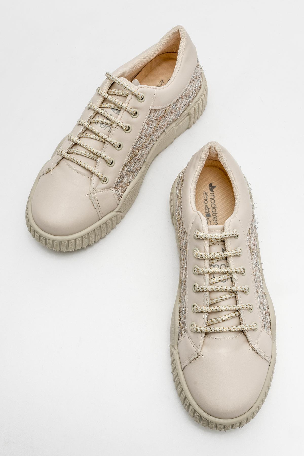 Kadın Keten Spor Ayakkabı BEJ - Görsel 6