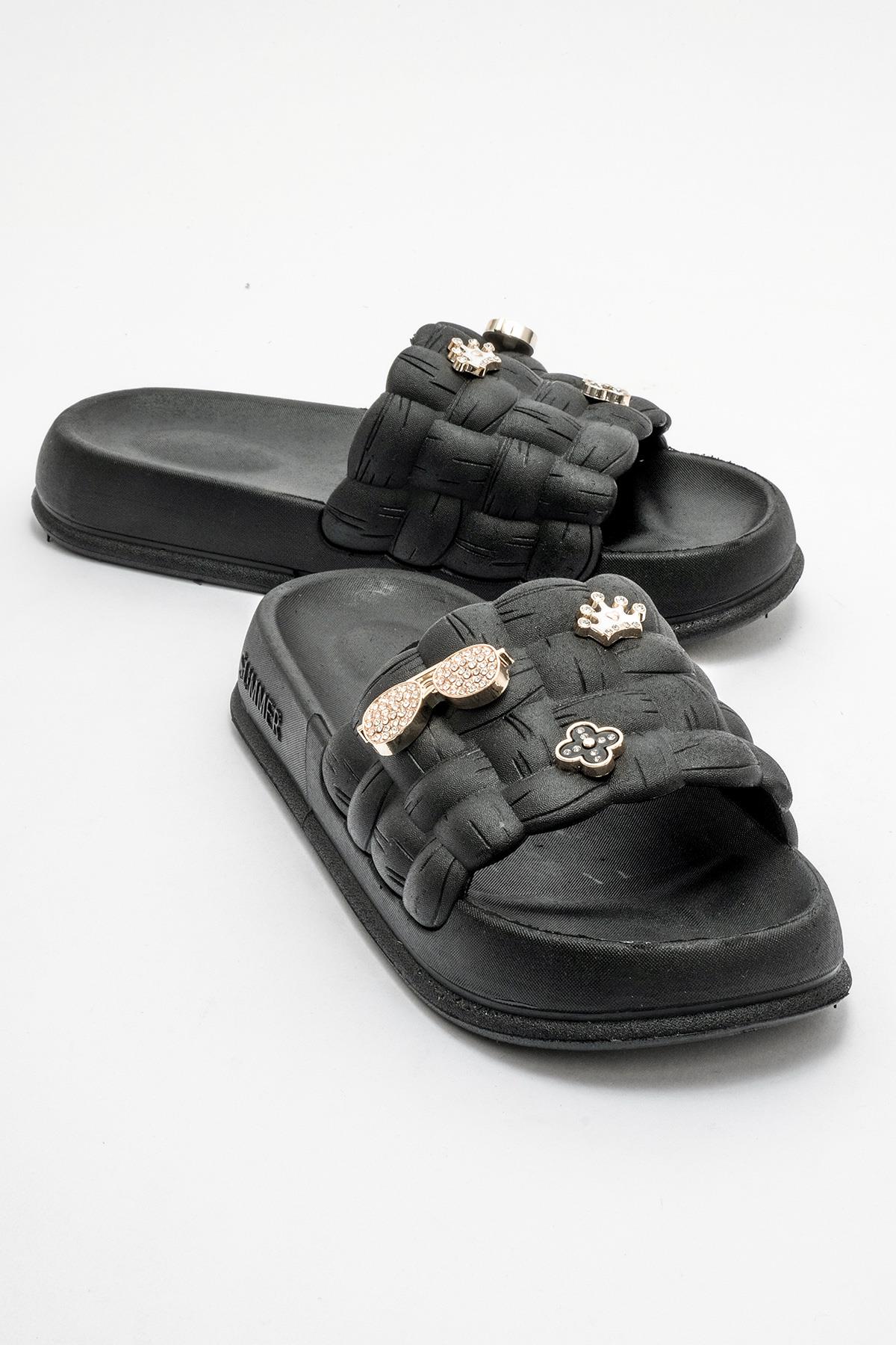 Kadın Kareli Terlik SİYAH - Görsel 3