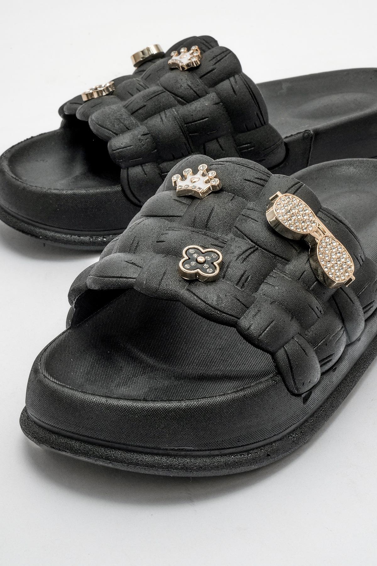 Kadın Kareli Terlik SİYAH - Görsel 4