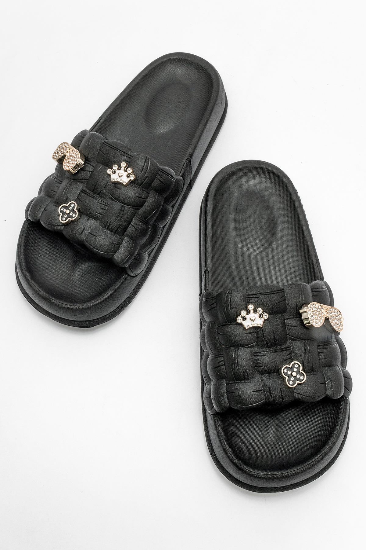 Kadın Kareli Terlik SİYAH - Görsel 6