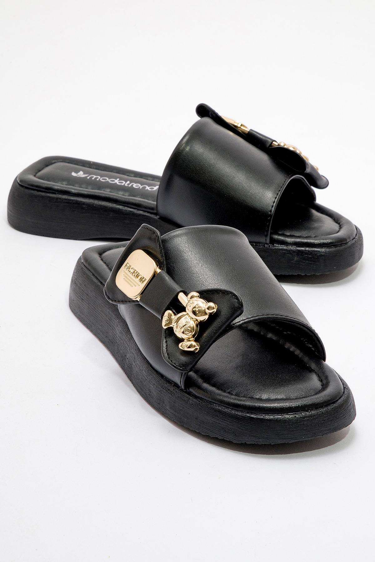 Kadın Ayıcık Tokalı Terlik SİYAH - Görsel 3