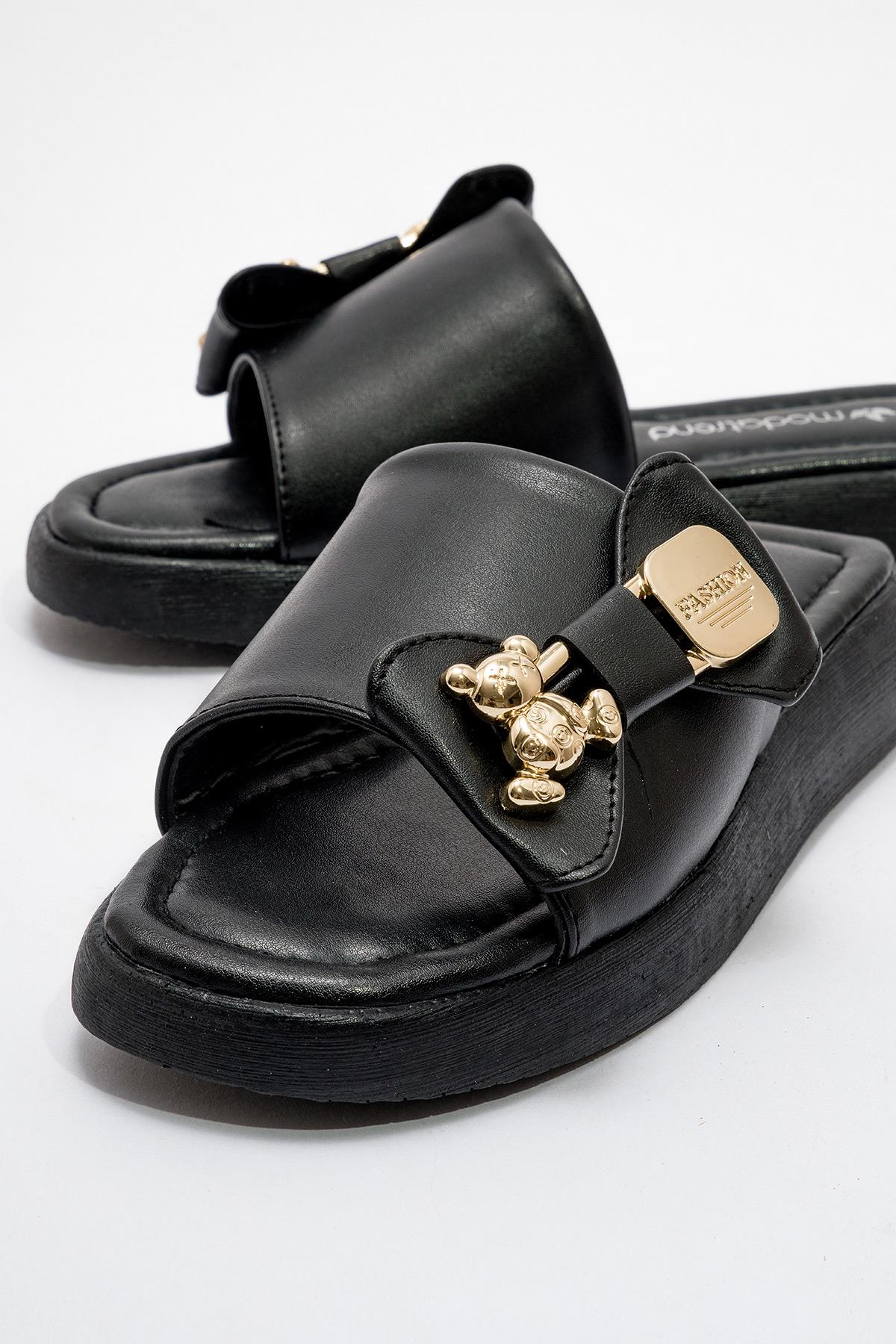 Kadın Ayıcık Tokalı Terlik SİYAH - Görsel 4