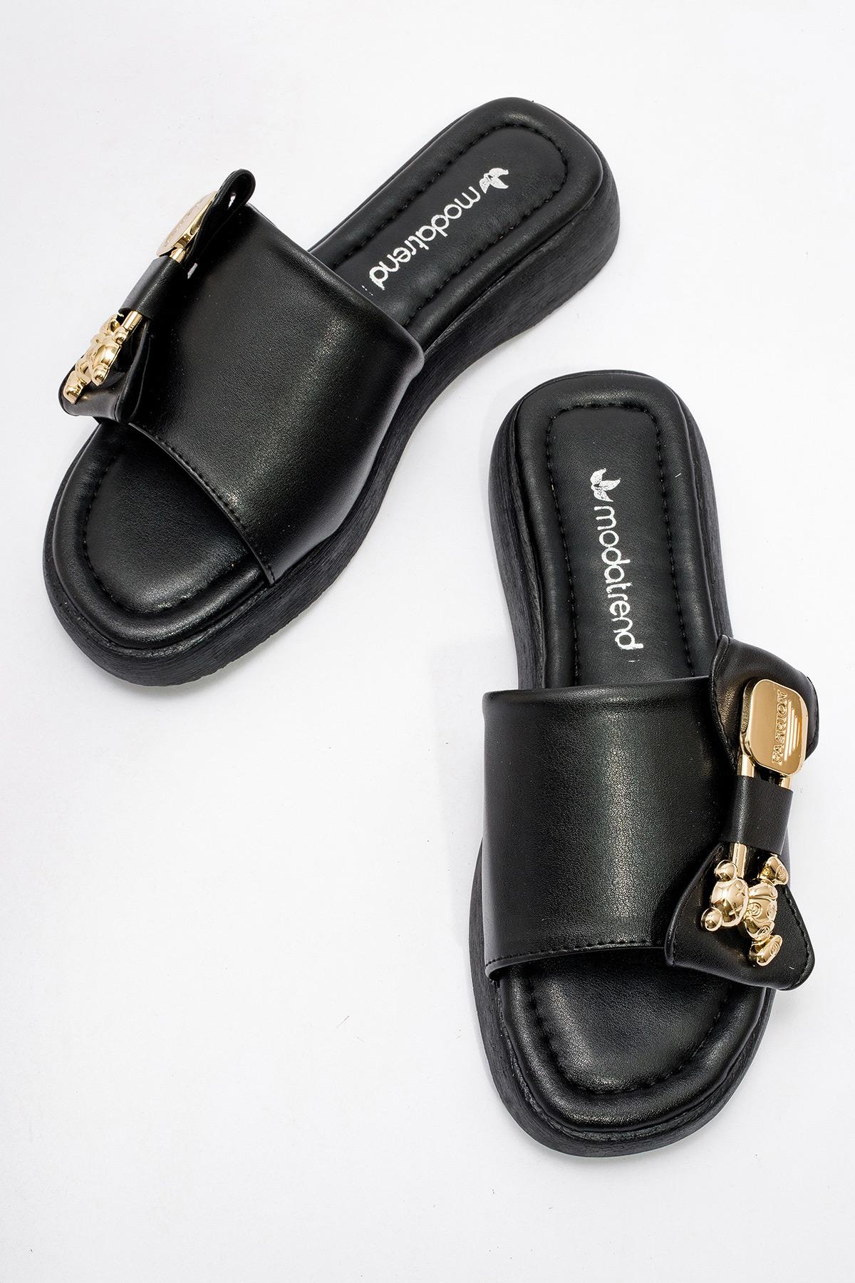 Kadın Ayıcık Tokalı Terlik SİYAH - Görsel 6