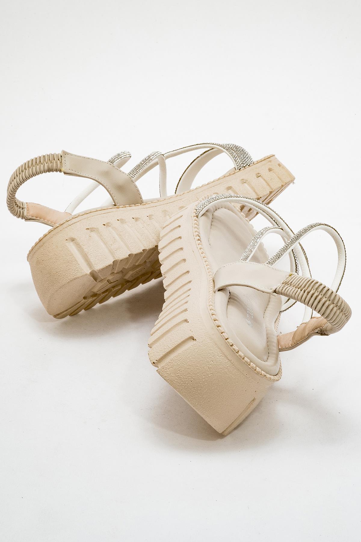 Kadın Taşlı Sandalet TEN - Görsel 5