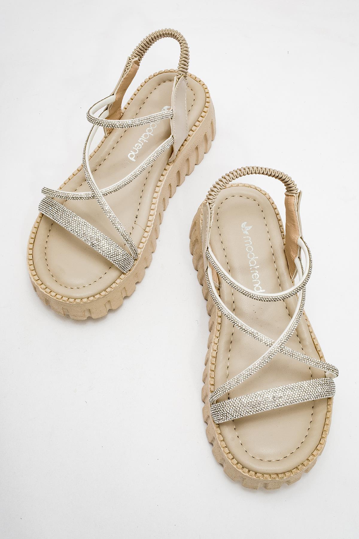 Kadın Taşlı Sandalet TEN - Görsel 6