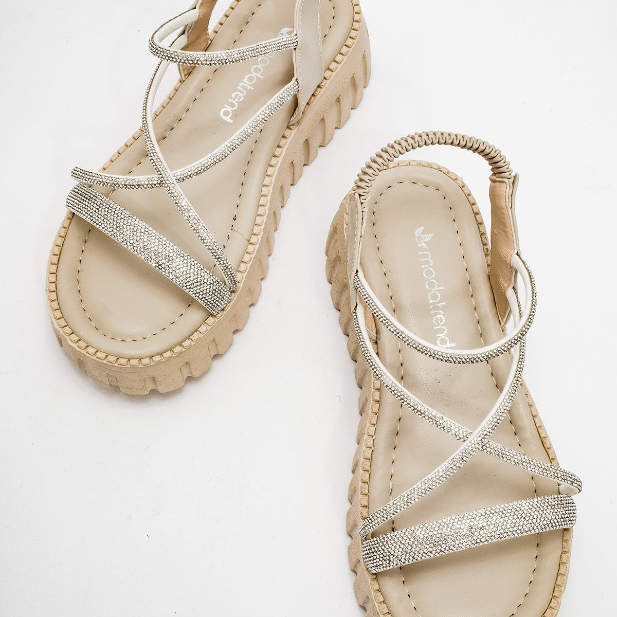 Kadın Taşlı Sandalet TEN - Görsel 7