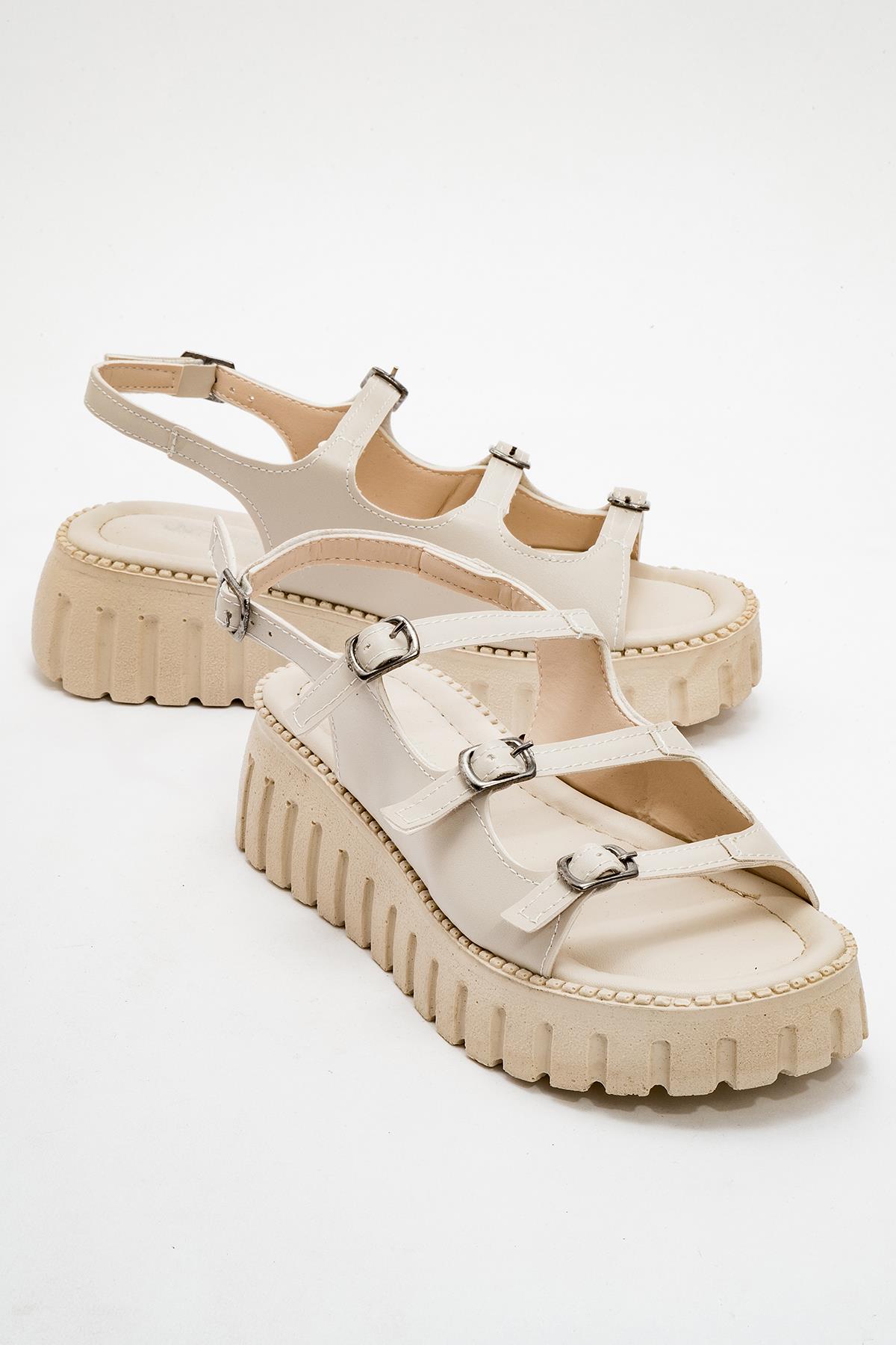 Kadın 4 Tokalı Sandalet TEN - Görsel 3