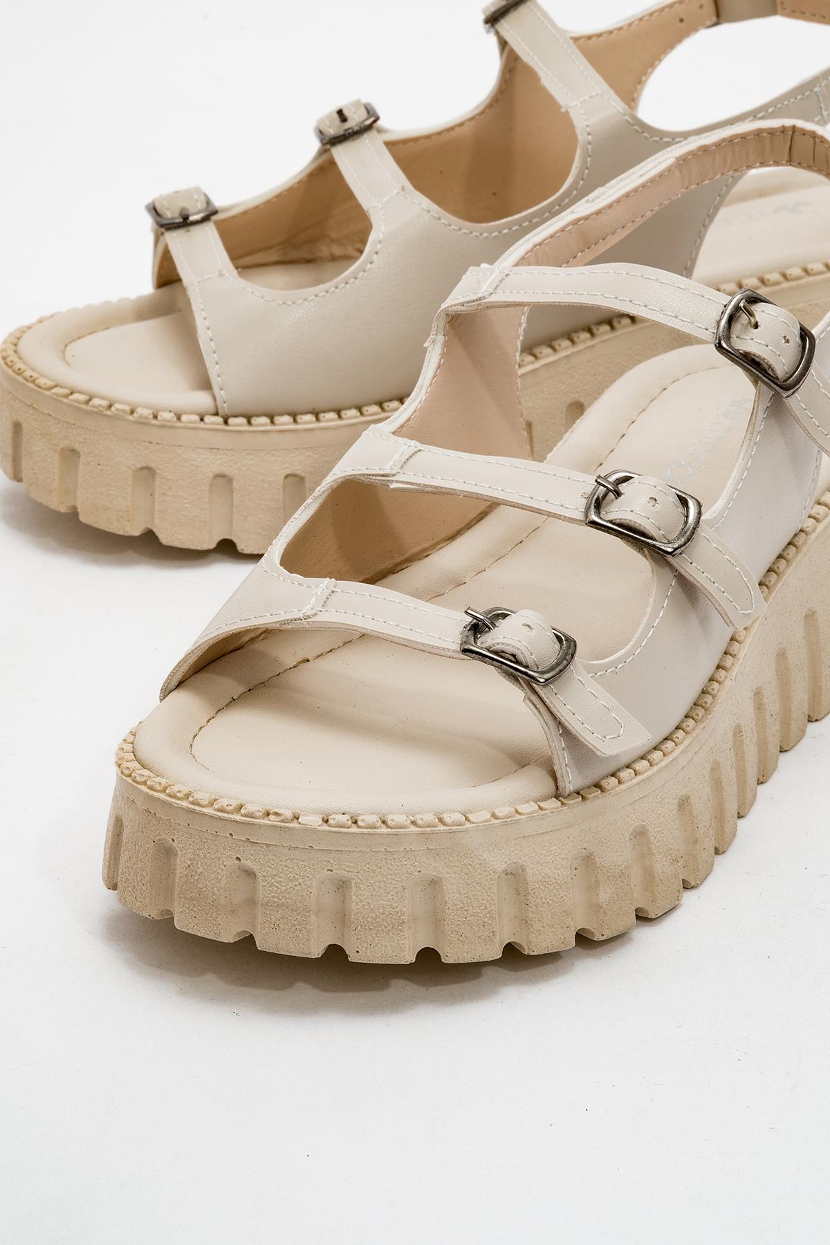 Kadın 4 Tokalı Sandalet TEN - Görsel 4