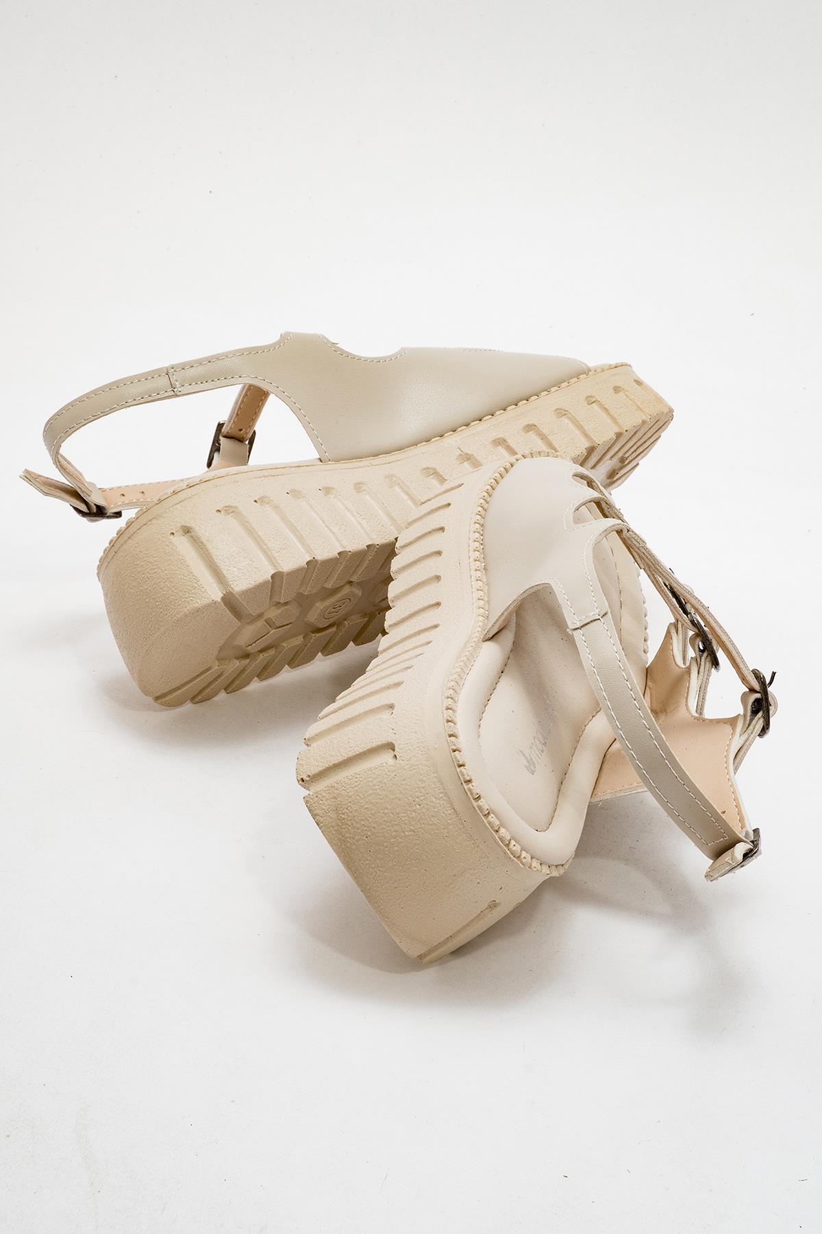 Kadın 4 Tokalı Sandalet TEN - Görsel 5