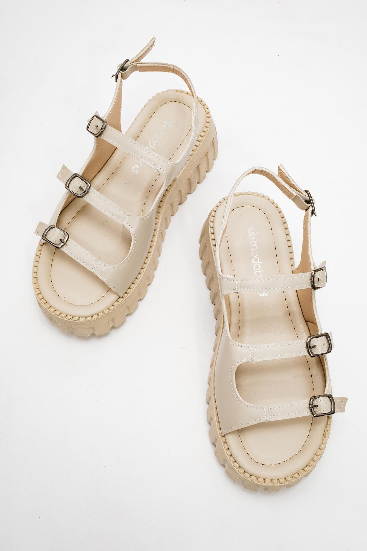 Kadın 4 Tokalı Sandalet TEN - Görsel 6