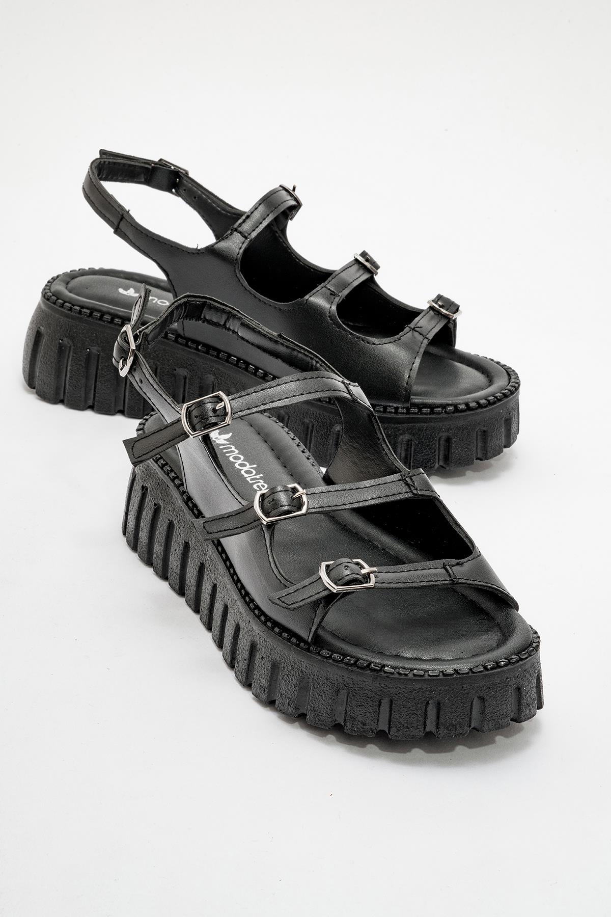 Kadın 4 Tokalı Sandalet SİYAH - Görsel 3