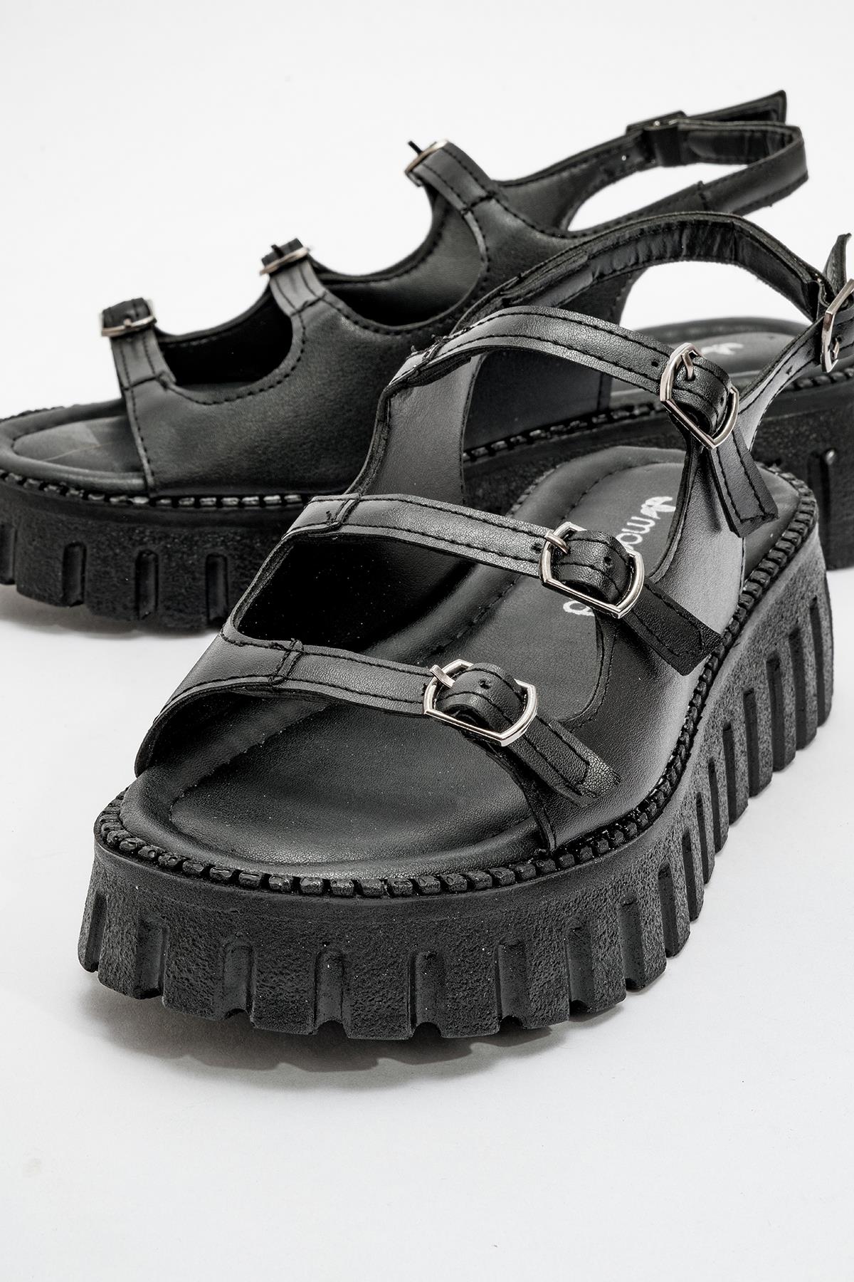 Kadın 4 Tokalı Sandalet SİYAH - Görsel 4