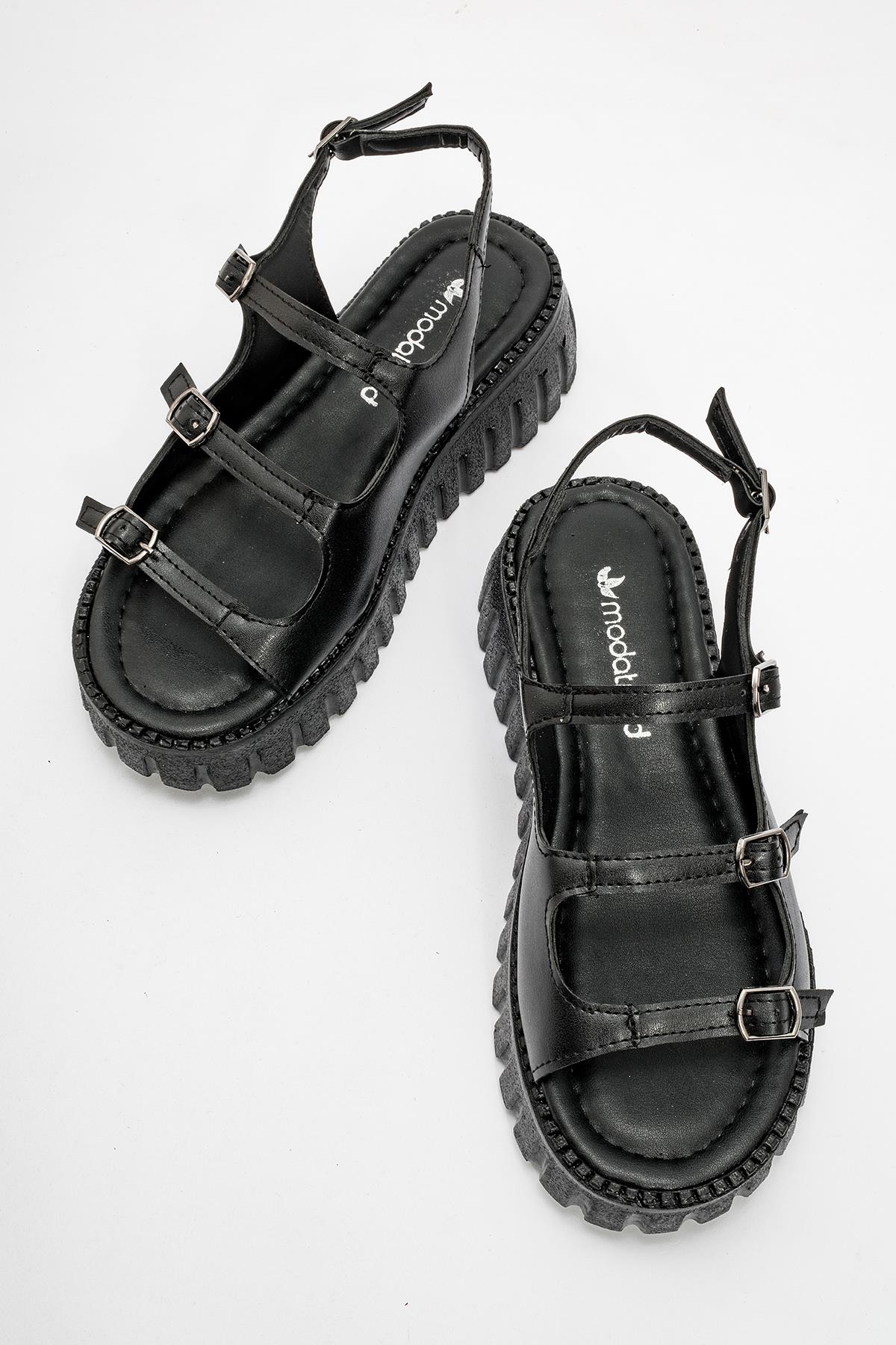 Kadın 4 Tokalı Sandalet SİYAH - Görsel 6