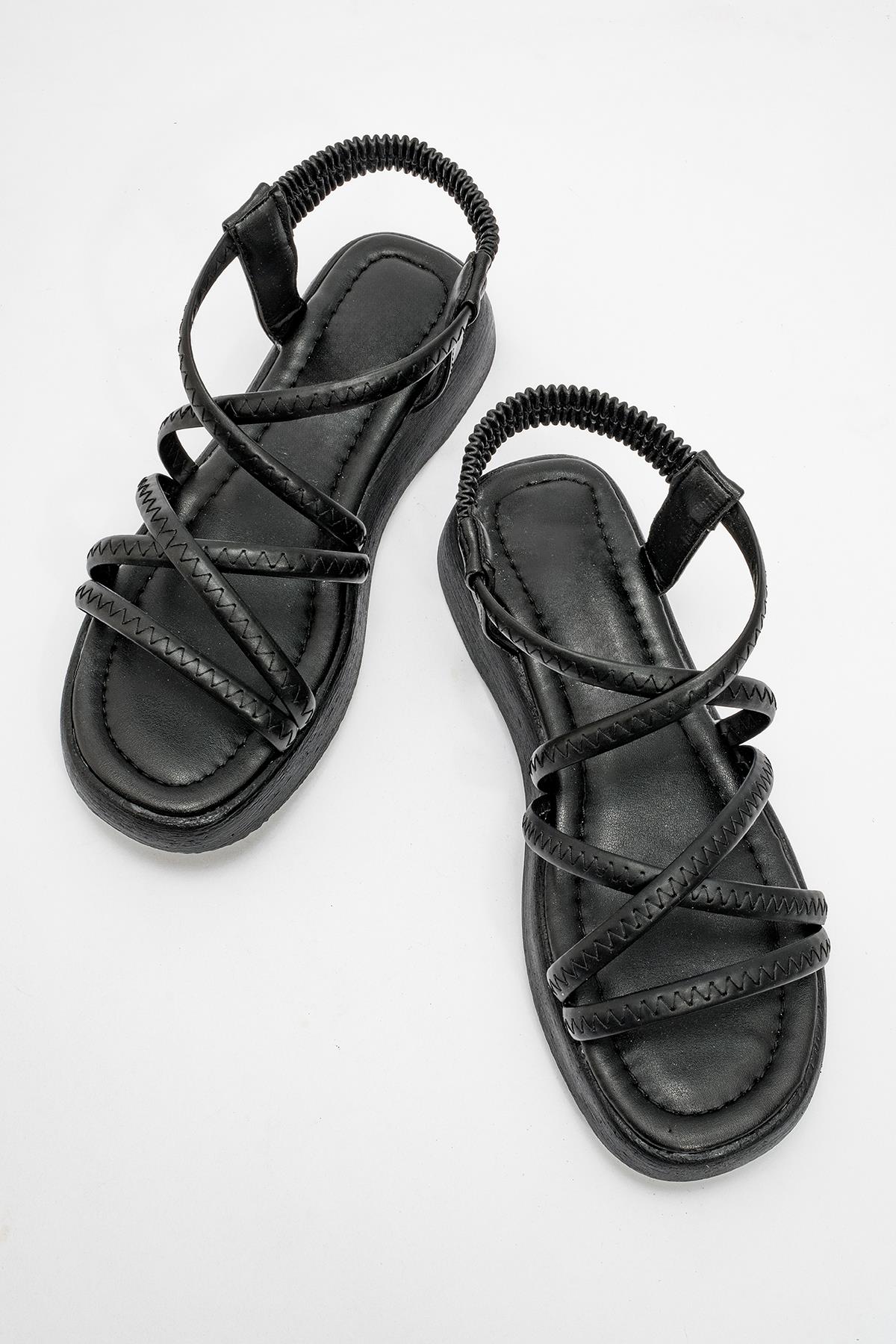 Kadın Çapraz Biyeli Sandalet SİYAH - Görsel 6