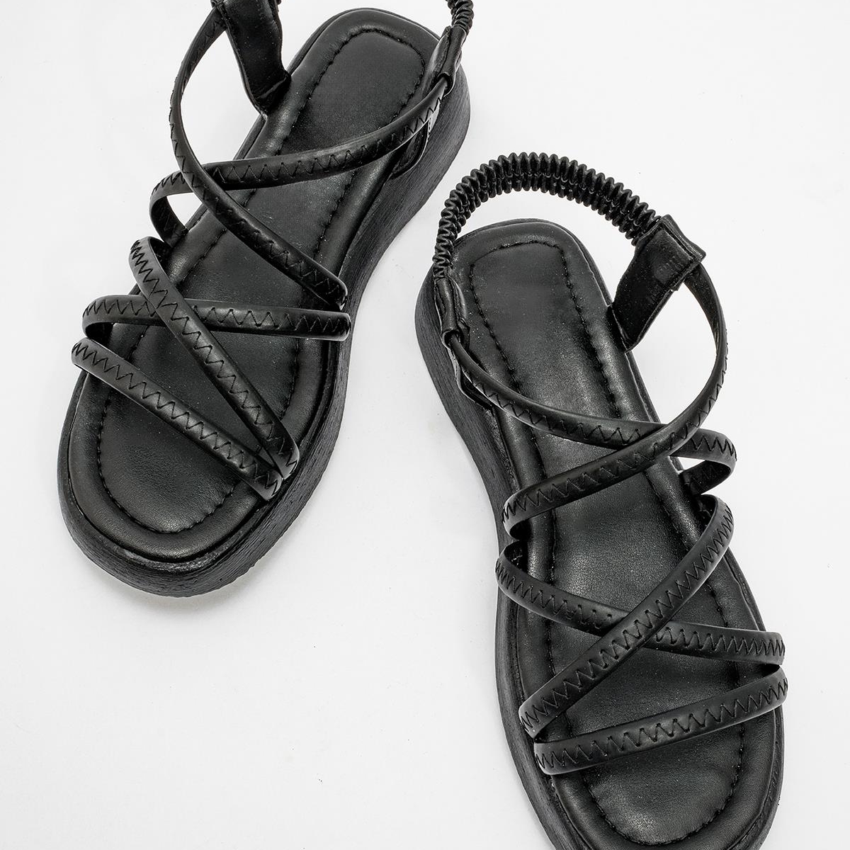 Kadın Çapraz Biyeli Sandalet SİYAH - Görsel 7