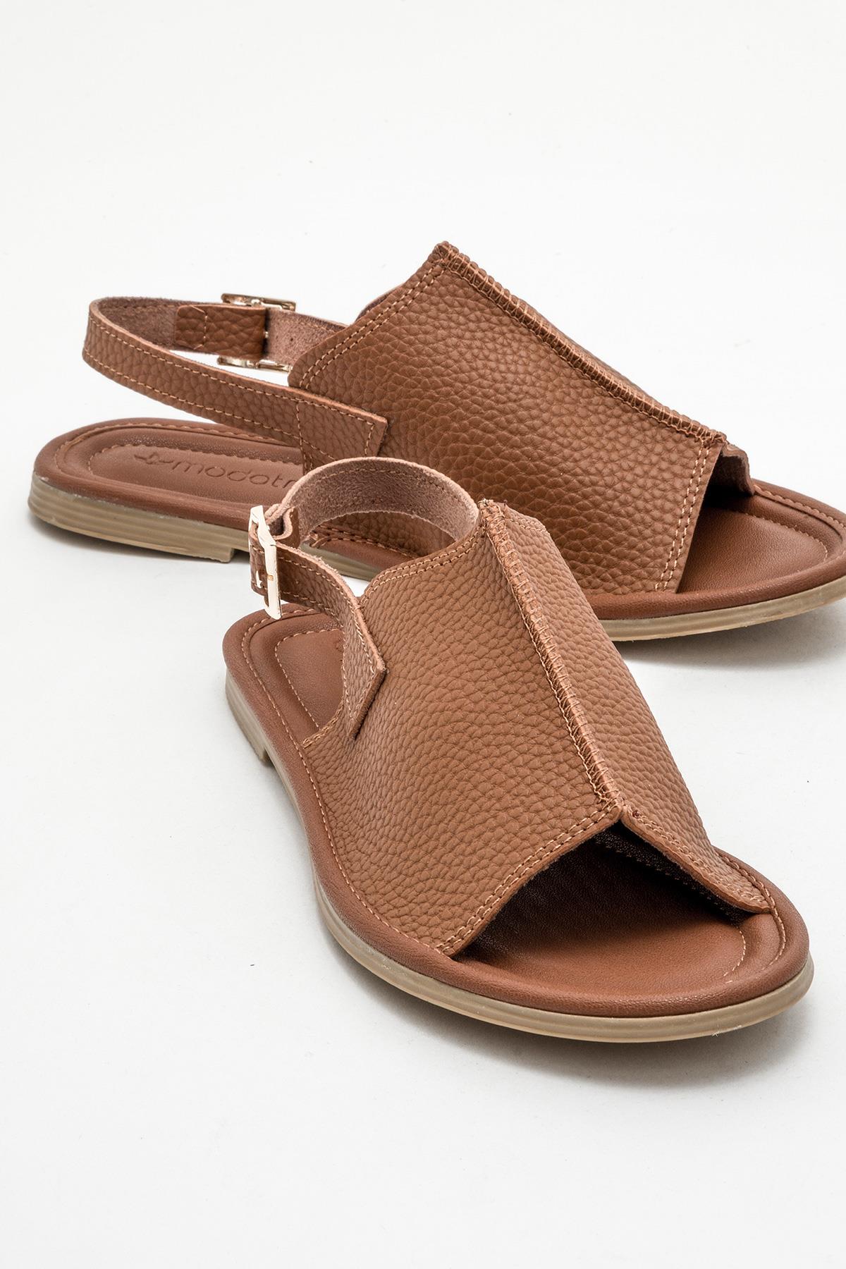 Kadın Geçmeli Düz Sandalet TABA CİLT - Görsel 3