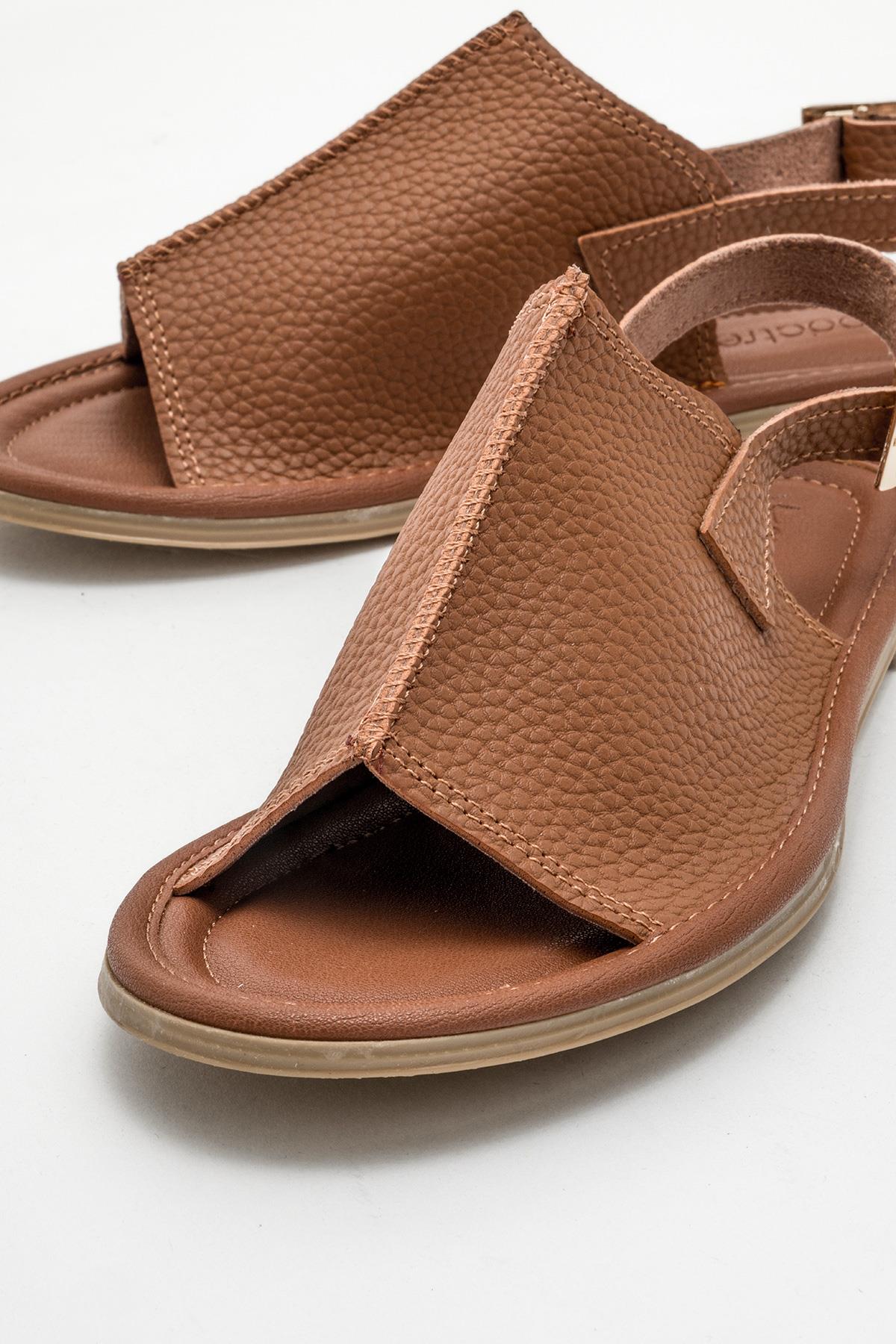 Kadın Geçmeli Düz Sandalet TABA CİLT - Görsel 4
