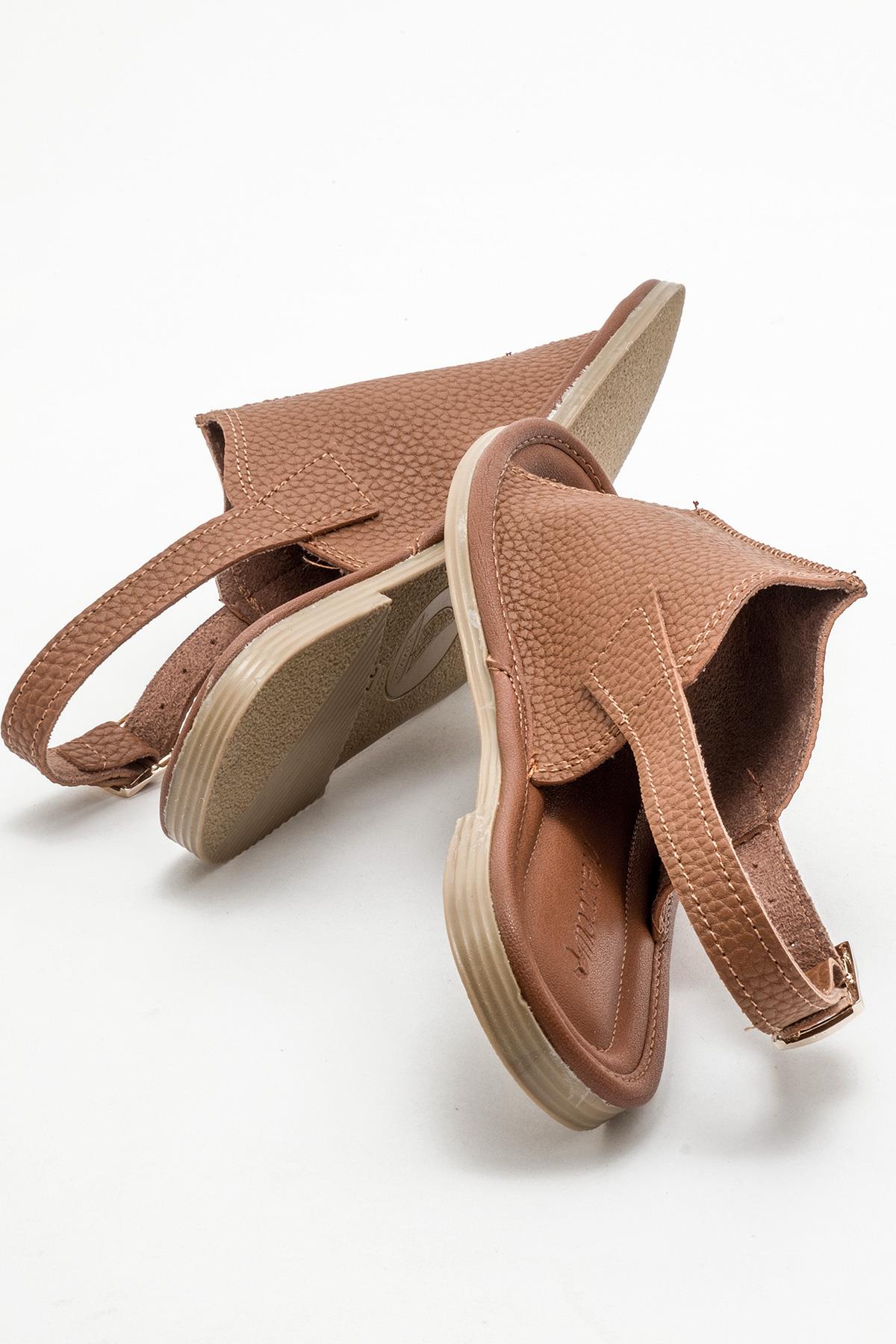 Kadın Geçmeli Düz Sandalet TABA CİLT - Görsel 5