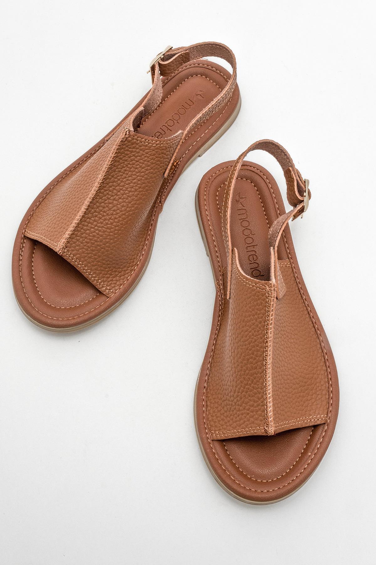 Kadın Geçmeli Düz Sandalet TABA CİLT - Görsel 6