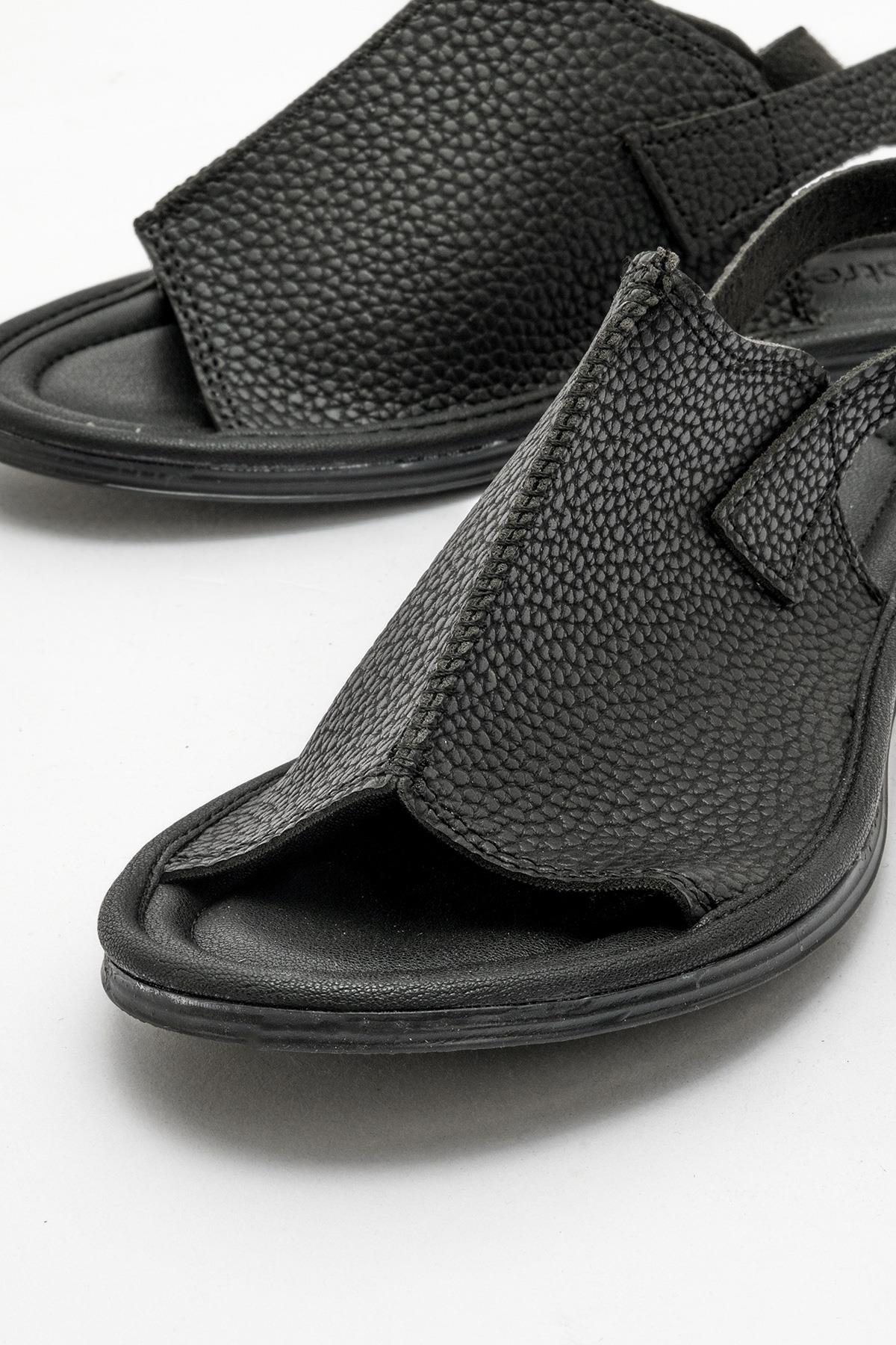 Kadın Geçmeli Düz Sandalet SİYAH CİLT - Görsel 4