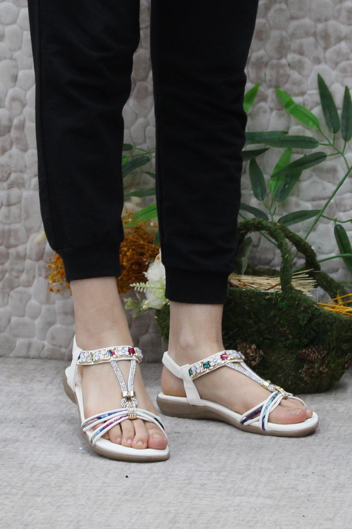 Guja 24Y150-1 Anatomik Rahat Kaymaz Taban Taşlı Kadın Sandalet - Görsel 3