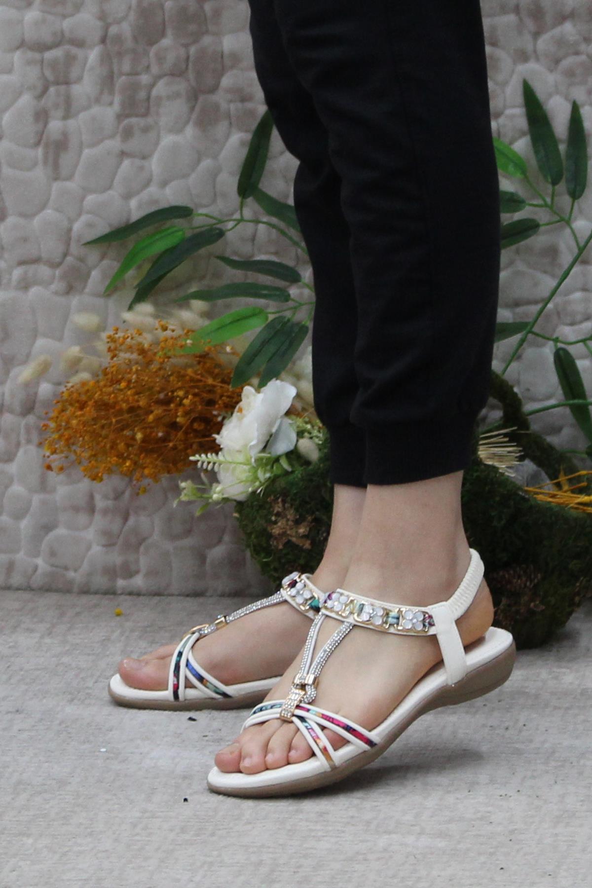 Guja 24Y150-1 Anatomik Rahat Kaymaz Taban Taşlı Kadın Sandalet - Görsel 4