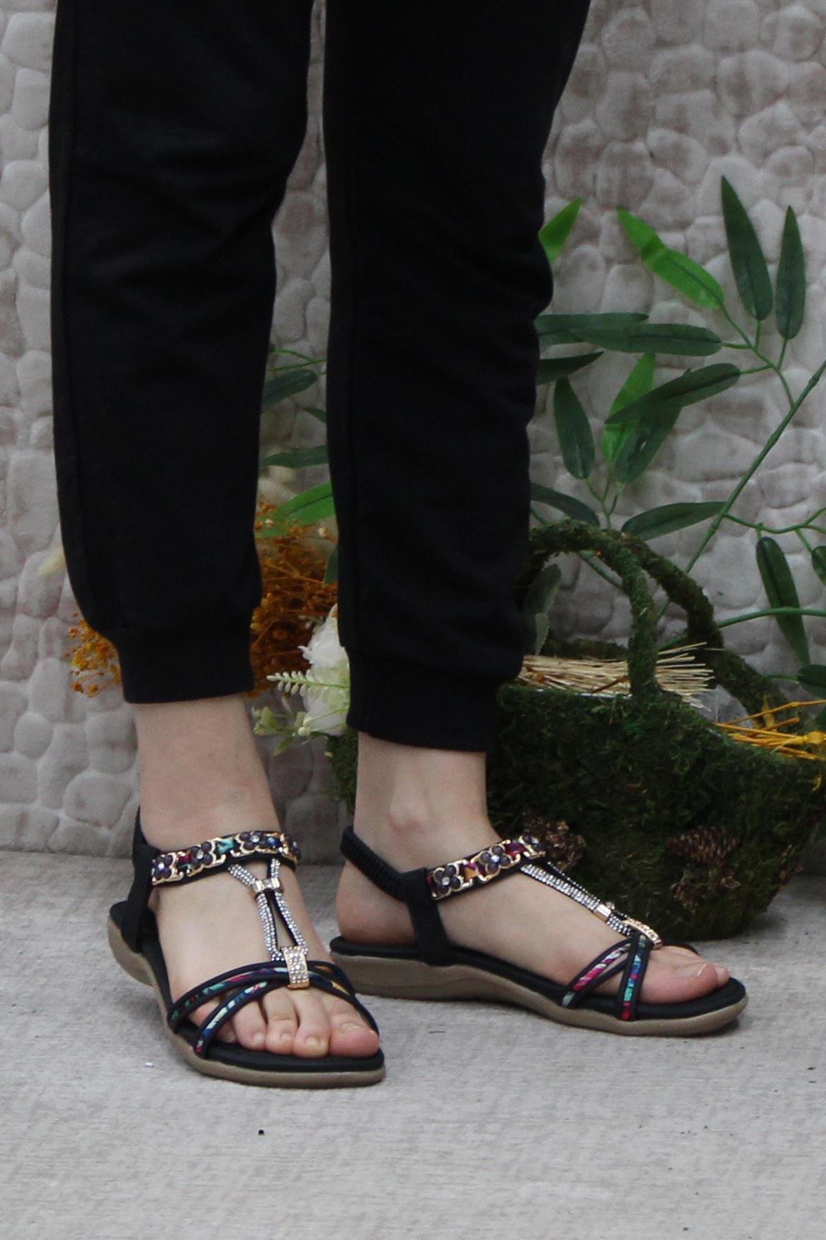 Guja 24Y150-1 Anatomik Rahat Kaymaz Taban Taşlı Kadın Sandalet - Görsel 3