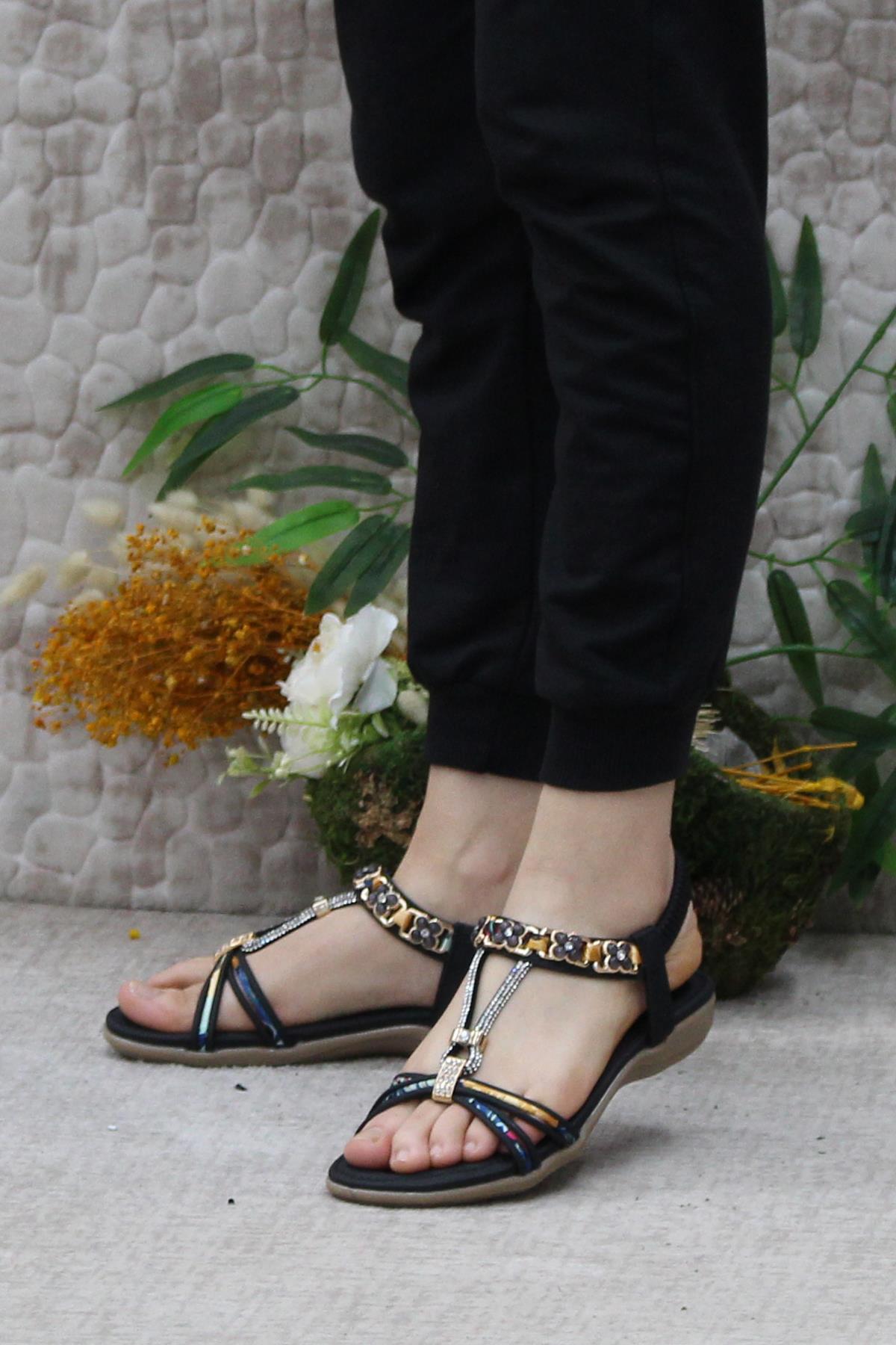 Guja 24Y150-1 Anatomik Rahat Kaymaz Taban Taşlı Kadın Sandalet - Görsel 4