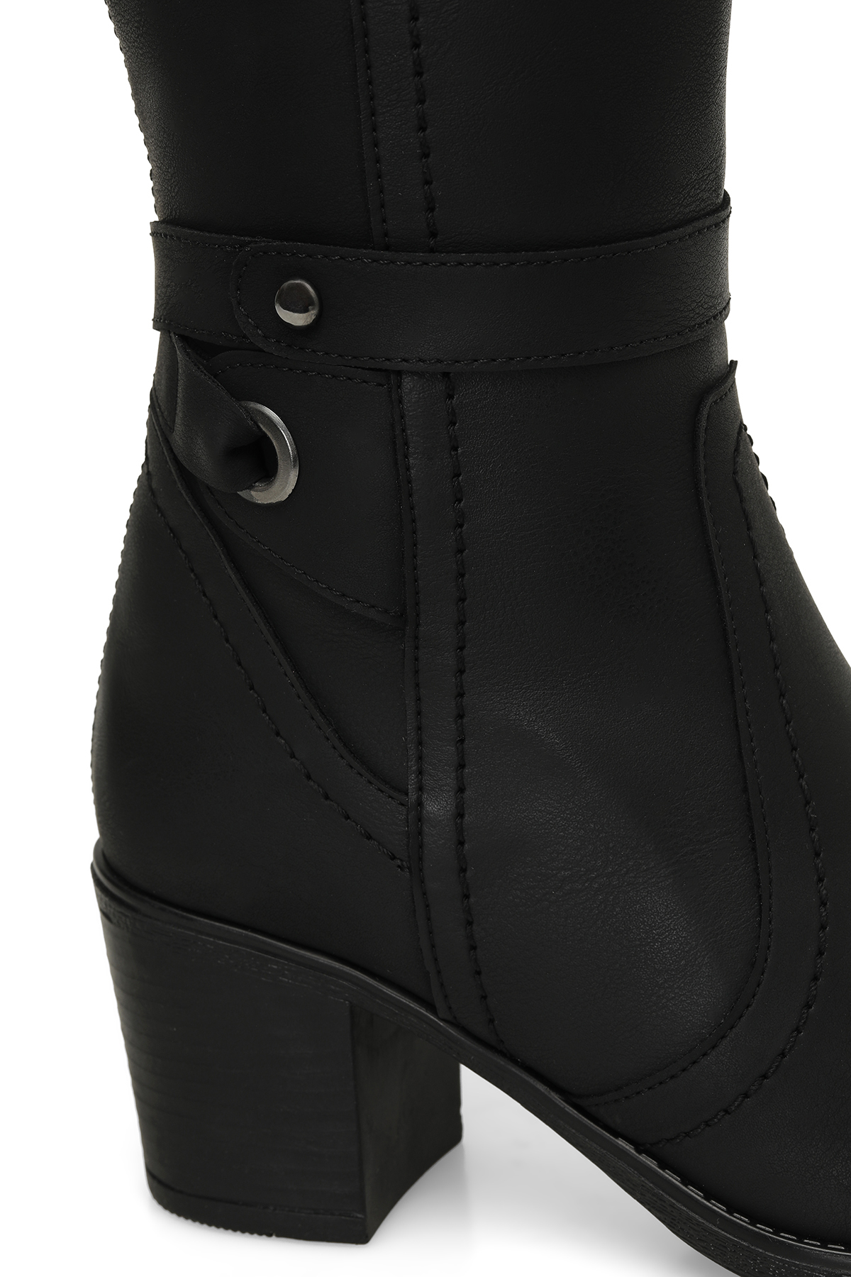 24K-1032 4PR Siyah Kadın Topuklu Çizme - Görsel 7