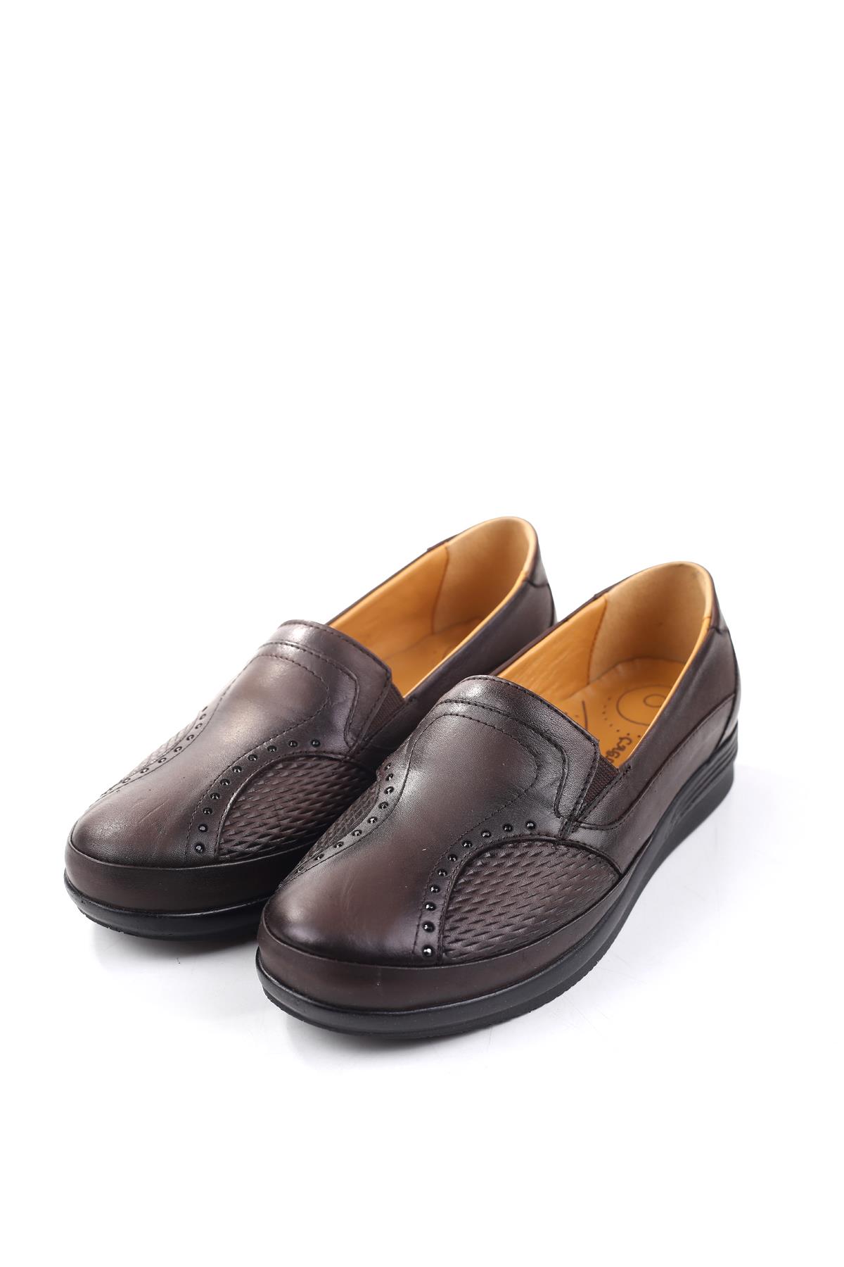 3775 Kadın Büyük Numara Ortopedik Taban Deri Ayakkabı - Görsel 3